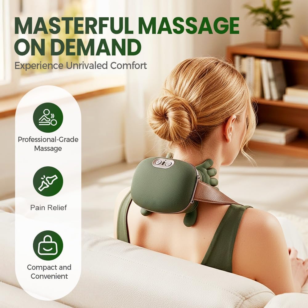 Nacken, 11-in-1-Nackenlösung, tragbares beheiztes Nackenmassagegerät, EMS elektrisches Nackenmassagegerät mit Wärme, 6 Modi, 9 Intensitätsstufen, Massagegerät für Männer und Frauen (B) – Bild 3