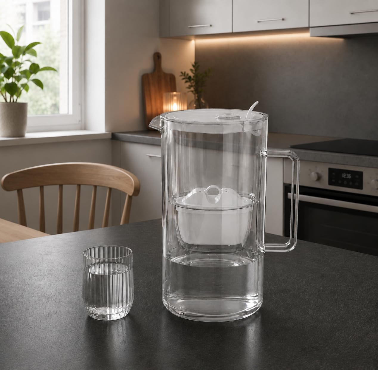AQUAPHOR Glas – Wasserfilterkrug aus robustem Glas, 2,5 l, inklusive 1 x Maxfor+ Filterkartusche, weiß – Bild 3