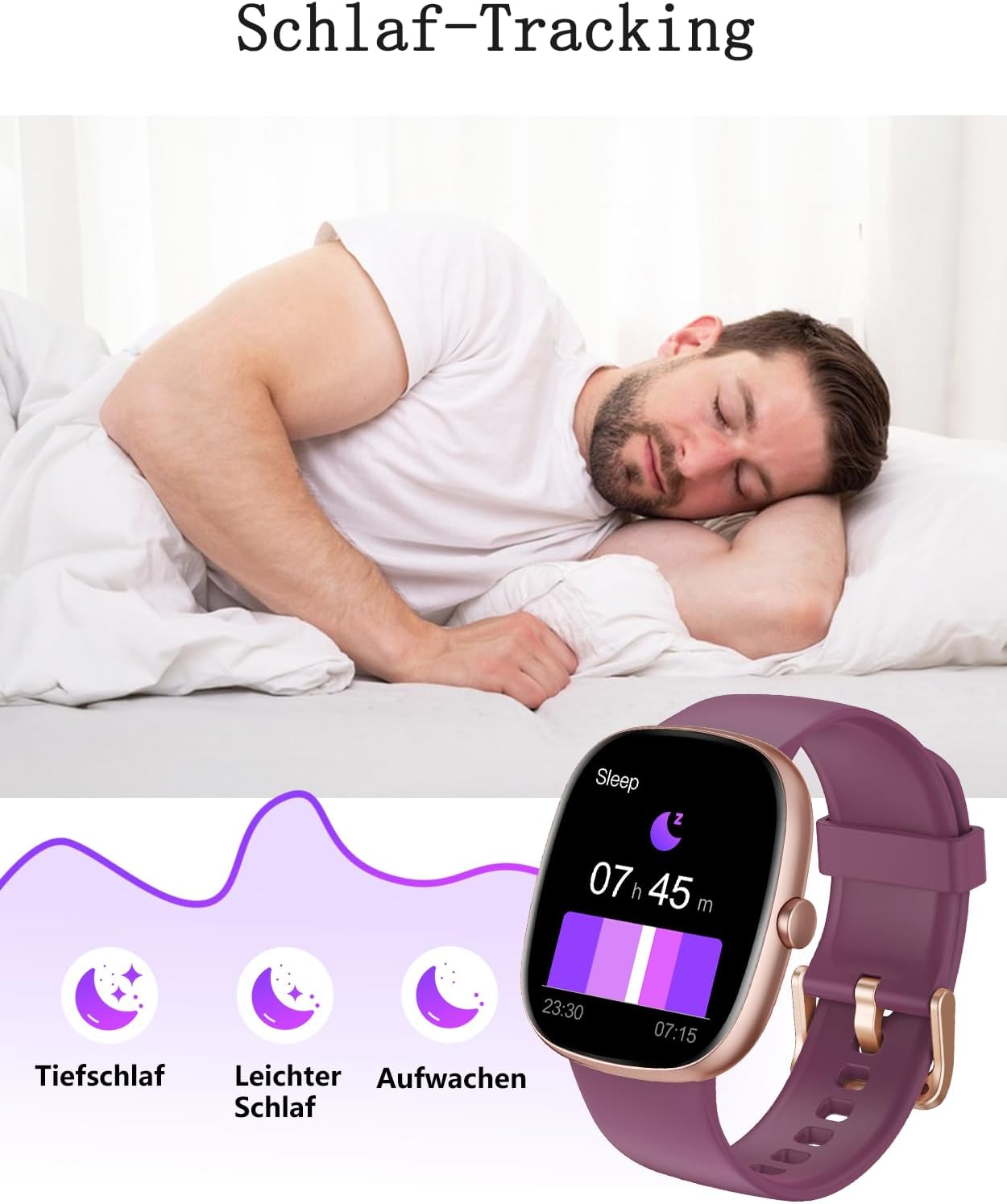 Damen Smartwatch mit Telefonfunktion, 1,85 Zoll Smartwatch mit SpO2/Herzfrequenz/Schlafmonitor/Schrittzähler 100+ Sportmodi, IP68 wasserdichte Fitnessuhr Whatsapp Notify für Android iOS Handy – Bild 5