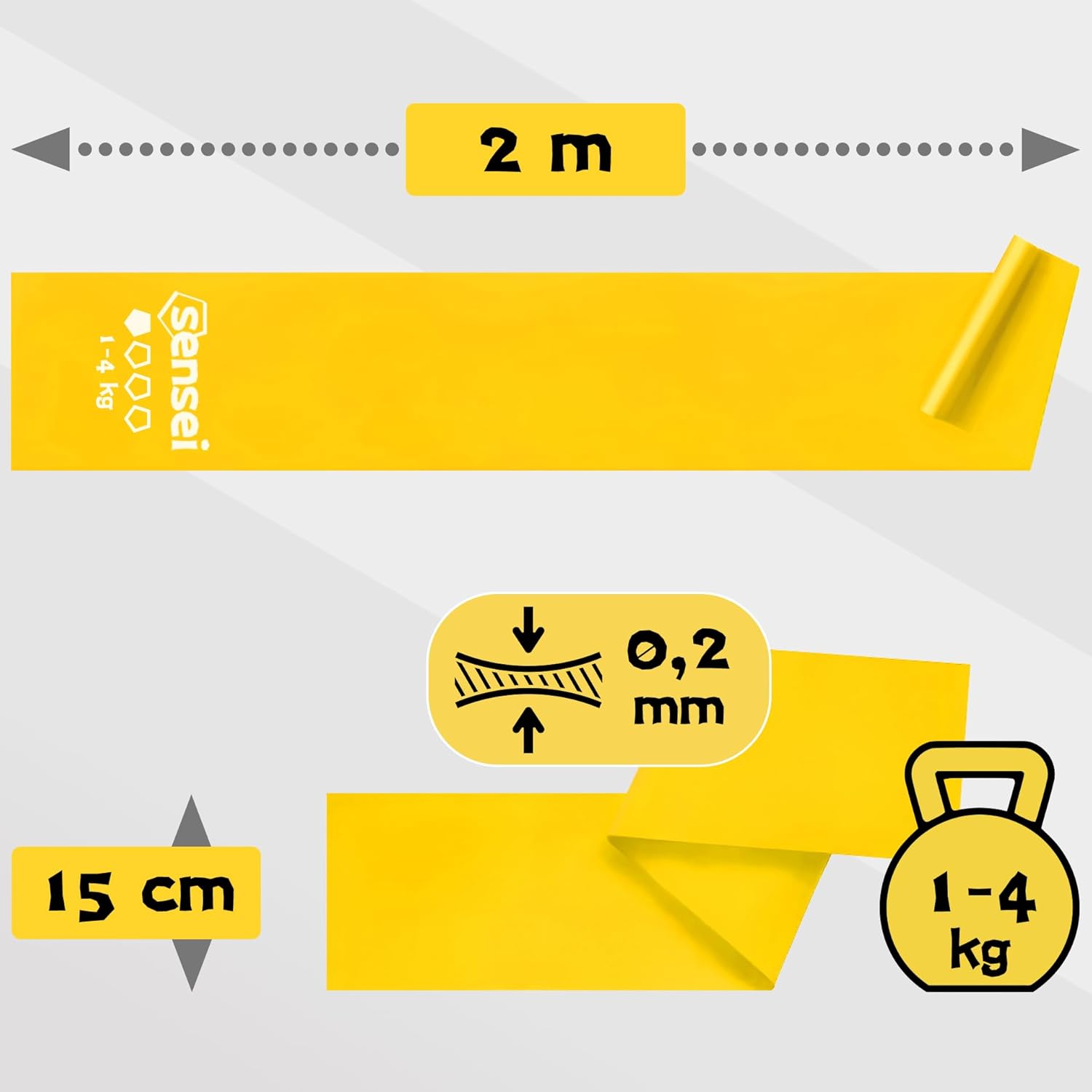 SENSEI® Gymnastikbänder & Fitnessbänder (200 cm) – Extra lange Widerstandsbänder aus 100 % Naturlatex – Ideal für Physiotherapie, Pilates, Yoga & Krafttraining – Inklusive E-Book – Bild 2