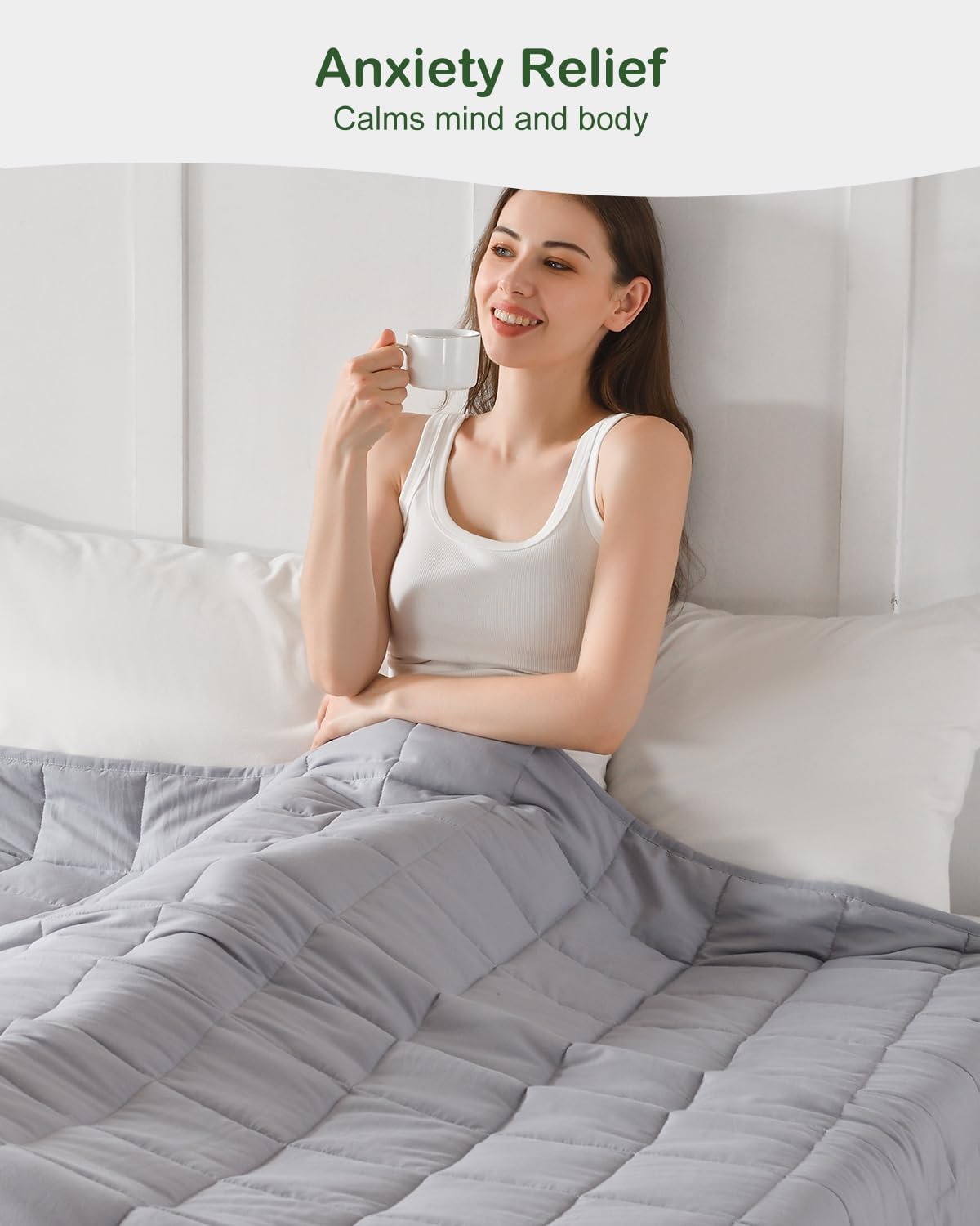 Sivio Gewichtsdecke für Erwachsene 6 kg, atmungsaktive Gewichtsdecke, weiches Material mit Glasperlen für alle Jahreszeiten, Schlafsofa, 135 x 200 cm, Grau – Bild 4