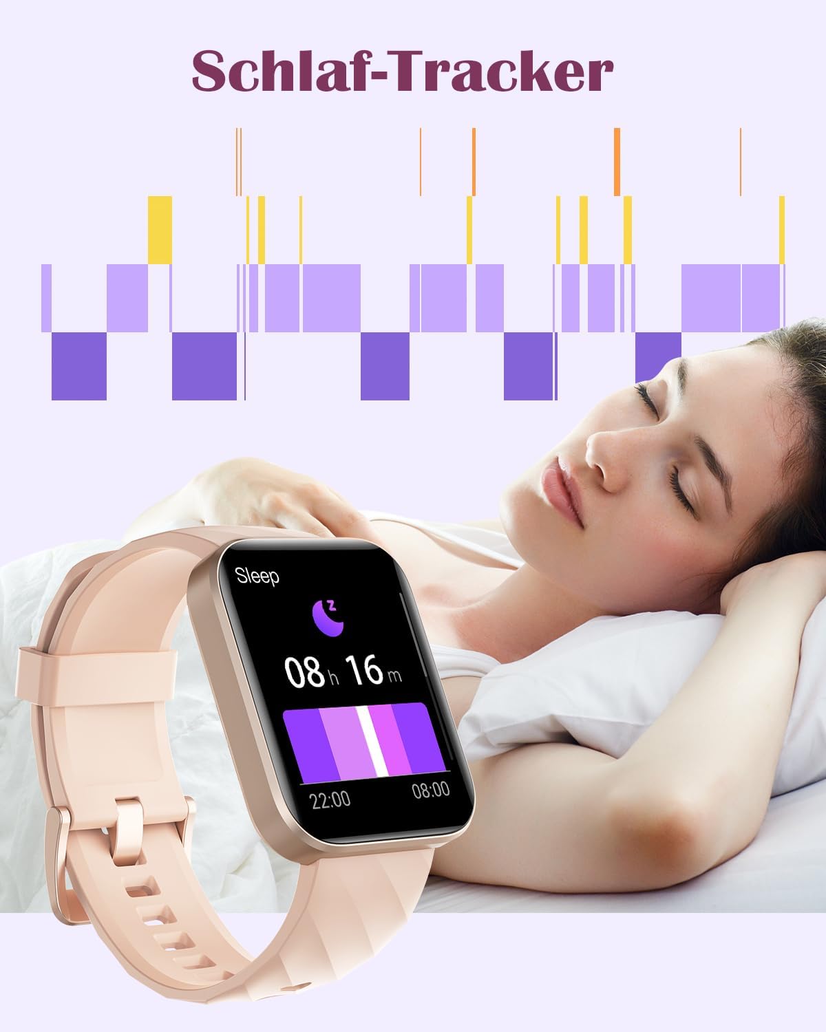 RUIMEN Smartwatch für Damen und Herren, Bluetooth-Anruffunktion, 1,85-Zoll-Fitnessuhr mit über 100 Sportmodi, SpO2-Herzfrequenzmesser, Schlafmonitor, Schrittzähler, IP68 wasserdicht, AI-Sprachassistent für Android iOS-Handy – Bild 5