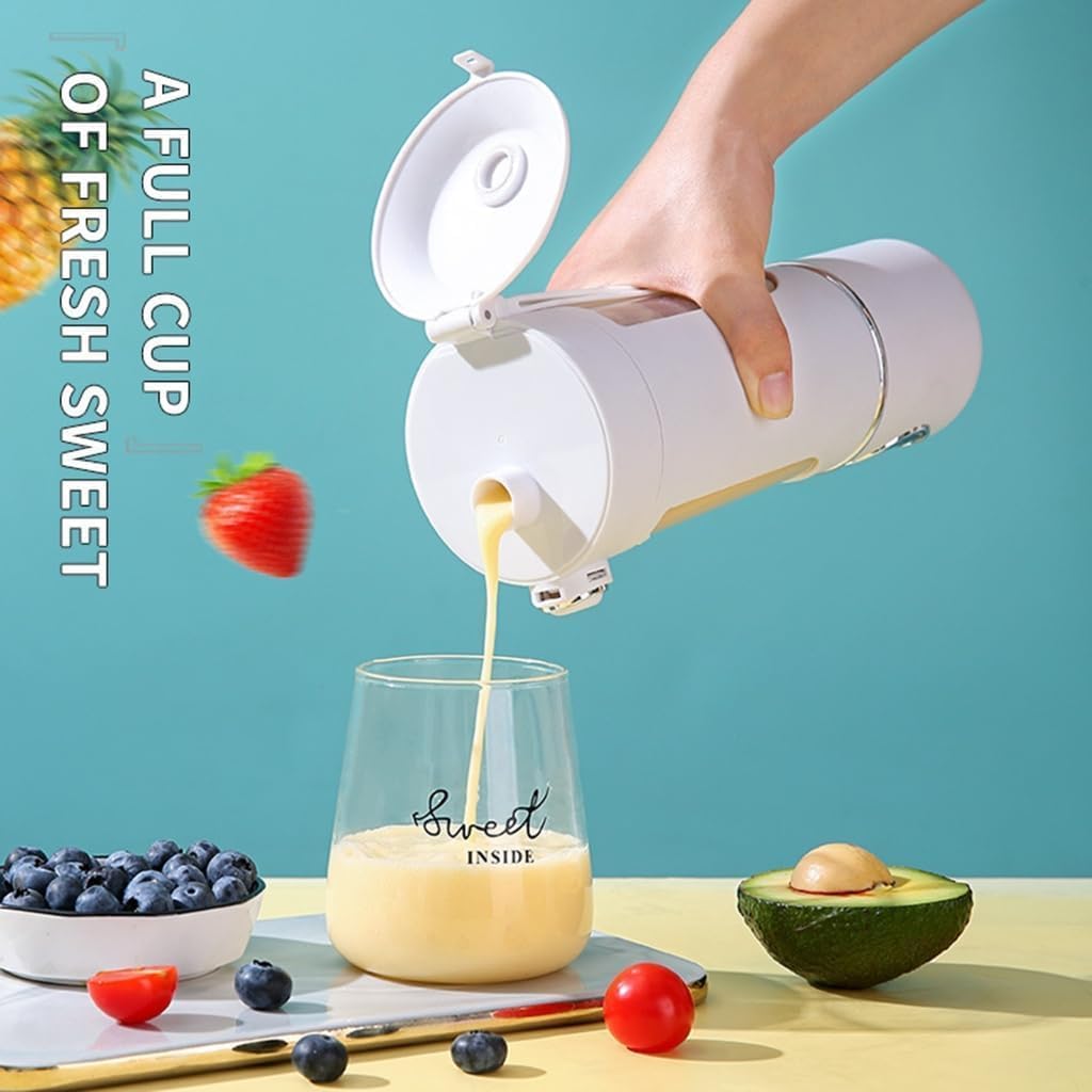 Tragbarer Mixer, 450 ml, Smoothie-Maker mit 12 Klingen aus Edelstahl, wiederaufladbarer USB-Mini-Mixer, Mixer für unterwegs mit Mixer-Bürste und Strohhalm-Bürste, elektrischer Entsafter für unterwegs für Milchshake-Saft-Smoothie – Bild 7