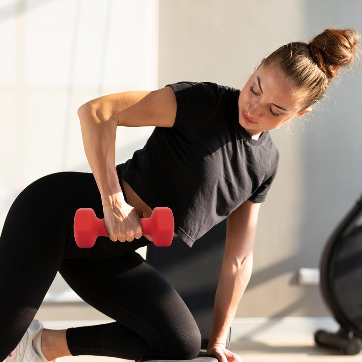 Neopren-Hantel-Set, Vinyl-beschichtete Hanteln, Set mit 2 Gewichten, Hanteln von 1 bis 5 kg, ideal für Fitnesstraining für Frauen, Yoga, Pilates und Heimübungen – Bild 2