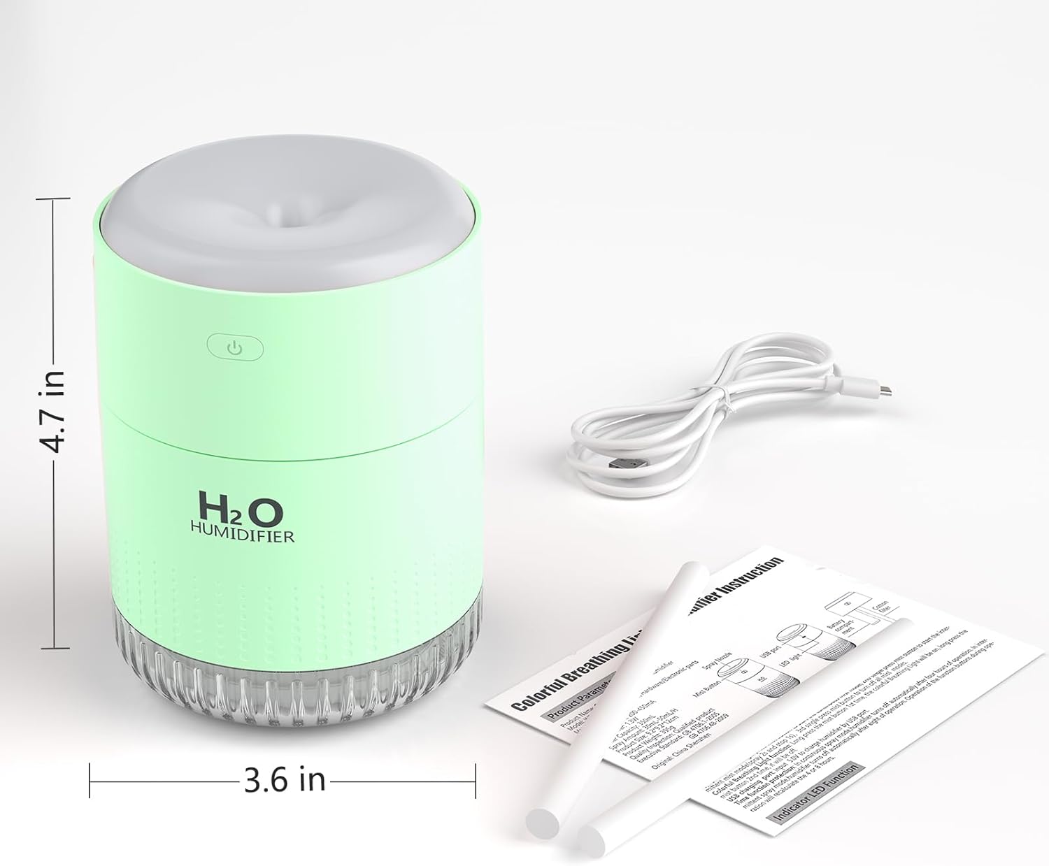 Luftbefeuchter Mini Luftbefeuchter Klein USB Einstellbar mit LED Licht Luftbefeuchter Mini mit Weichem Nachtlicht für Schlafzimmer Pflanzen Kinderzimmer Büro Babyzimmer (Grün) – Bild 4