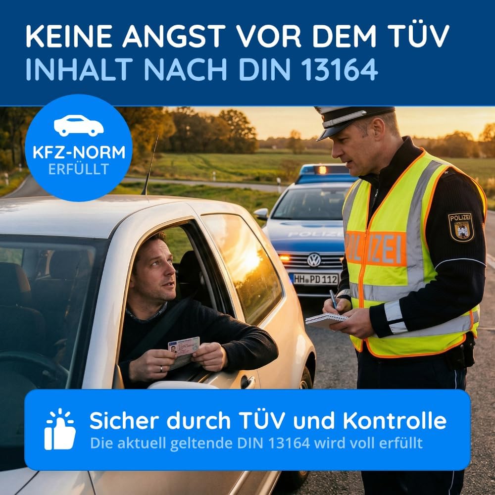 1 x FLEXEO Auto-Nachfüllset DIN 13164:2022, Erste-Hilfe-Set für Auto und Motorrad, Notfallset, Befüllung, Erste-Hilfe-Tasche, schwarz – Bild 4