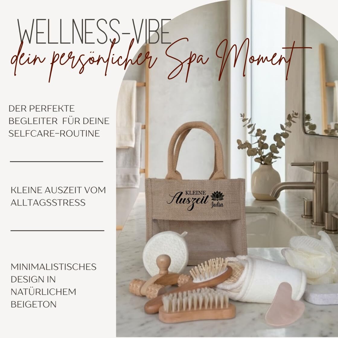 Personalisiertes Wellness Geschenkset für Frauen, Komplett Wellnessbox inkl. Inhalt, Wellnesstasche kleine Auszeit mit Namen, Geschenk Gutschein Verpackung Mama Freundin Kollegin – Bild 6