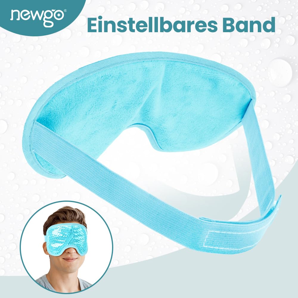 NEWGO Augenmaske, Kühlmaske, Gesichtskühlmaske gegen Migräne, Kopfschmerzen, geschwollene, müde Augen, Augenringe, Nebenhöhlenschmerzen, Eis-Augenmaske, blau – Bild 4