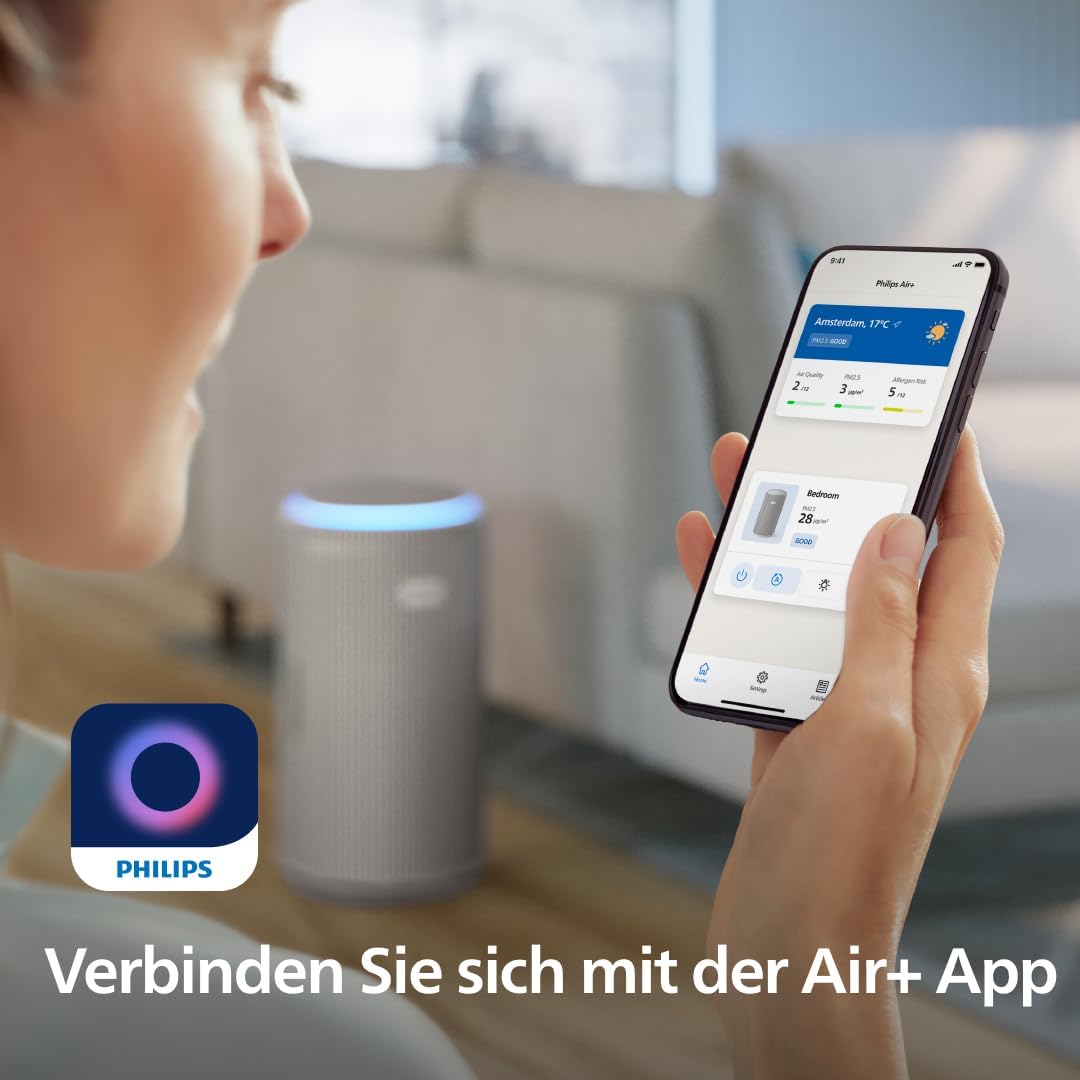 Philips PureProtect 3200-Serie: Intelligenter Luftreiniger, HEPA- und Aktivkohlefilter, CADR 500 m³/h für 130 m², extrem leise und energieeffizient, fängt 99,97 % Allergene ein (AC3210/12) – Bild 8