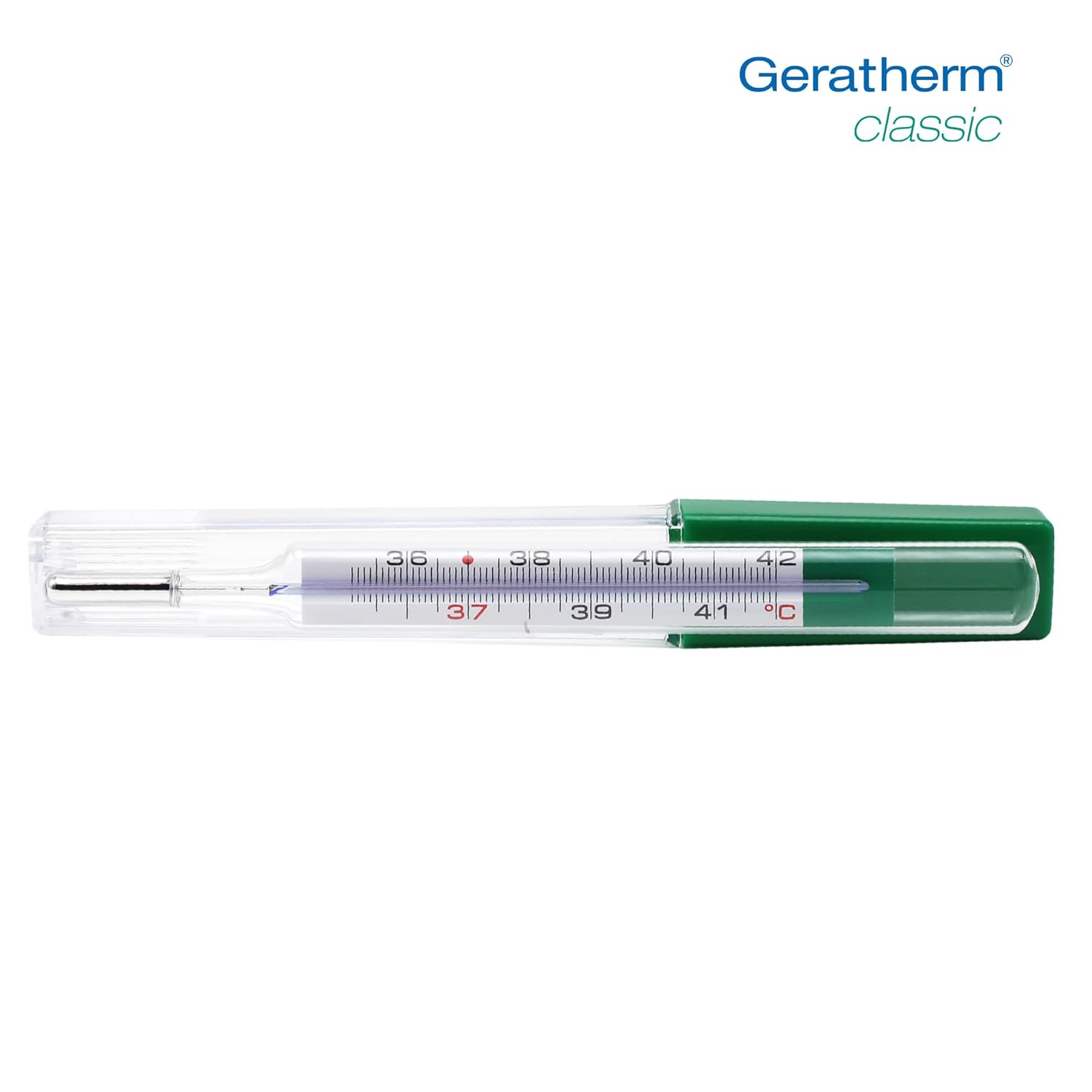 GERATHERM Classic MDR Analoges Fieberthermometer / Glasthermometer ohne Quecksilber und Batterien / mit Aufbewahrungskoffer und Rückstellhilfe / Made in Germany – Bild 3