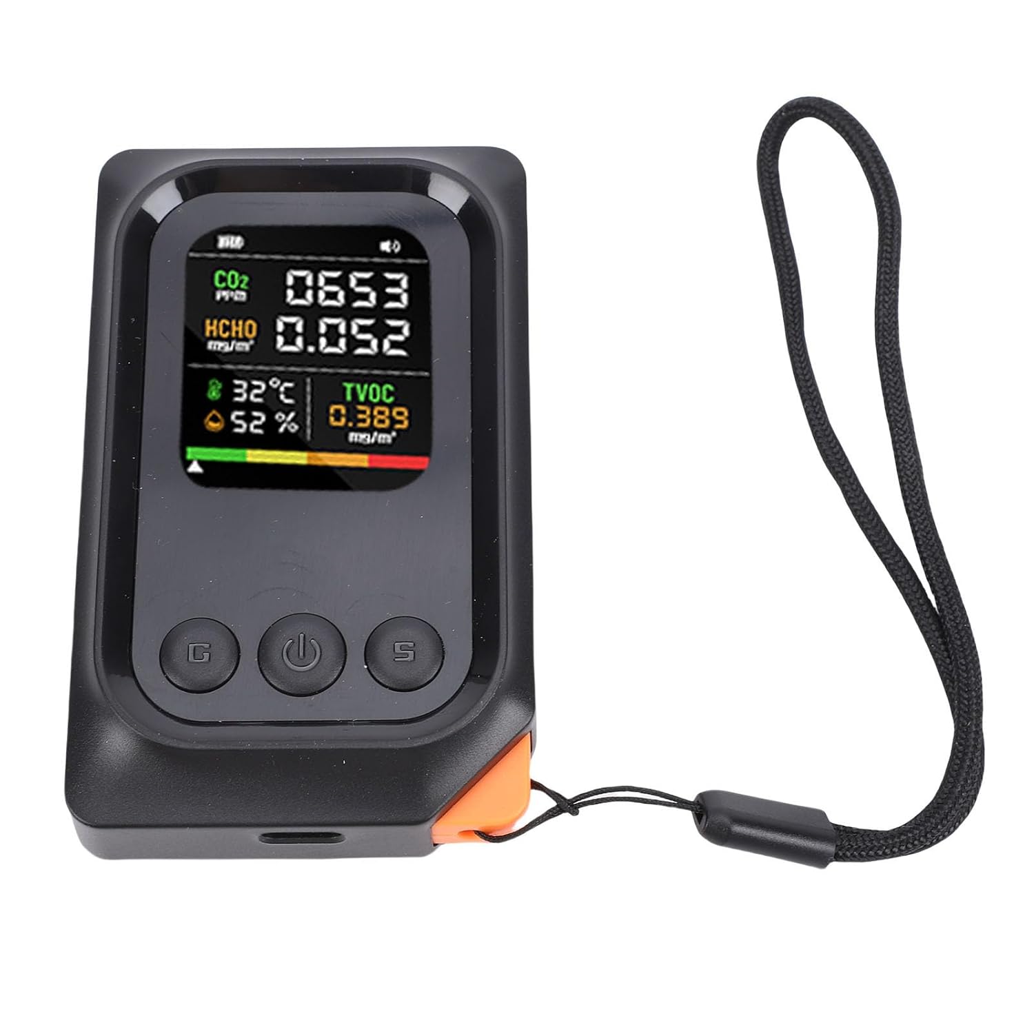 Sxhlseller 5-in-1-Luftqualitätsmonitor, professioneller Luftqualitätsdetektor mit Spracherinnerung, CO2 TVOC HCHO Temp Humid Smart Tester für Zuhause, Hotel – Bild 3