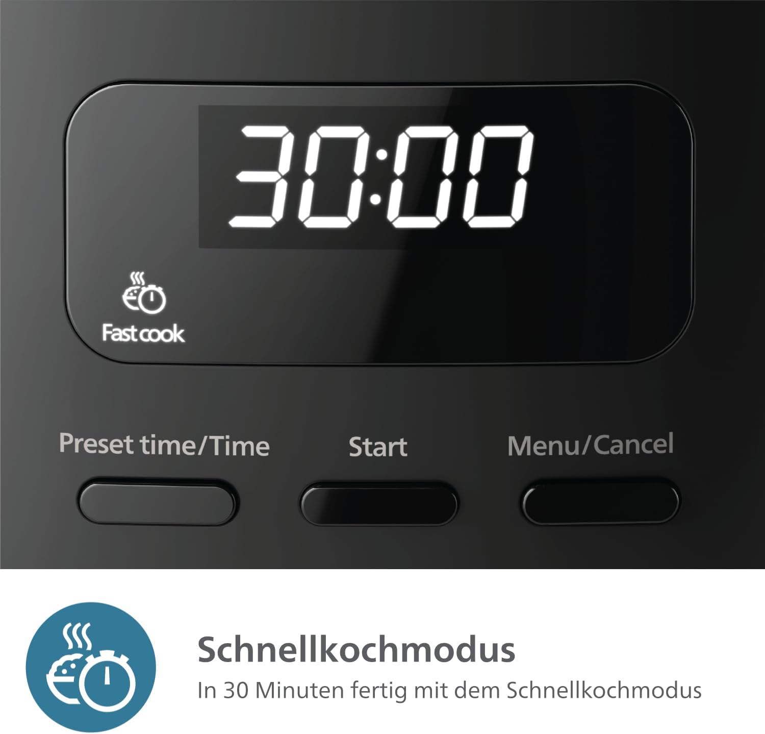 Philips Mini-Reiskocher 3000-Serie – 0,54 l, 5-lagige Bakuhanseki-Beschichtung, 30-Minuten-Druckkochmodus, 5 Kochfunktionen, Schwarz (HD3080/80) – Bild 5
