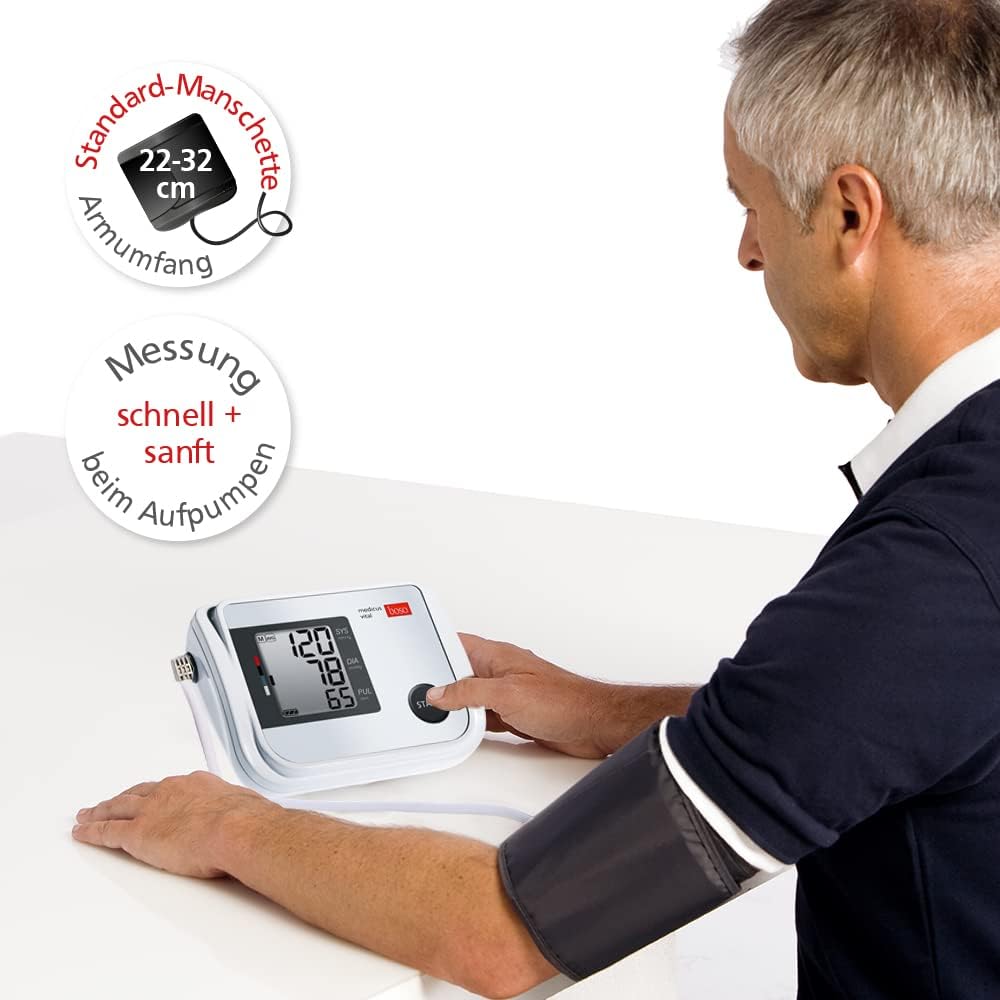 Boso Medicus Vital/vollautomatisches Oberarm-Blutdruckmessgerät mit großem Display und Arrhythmieerkennung mit Universalmanschette (22–42 cm) – Bild 10