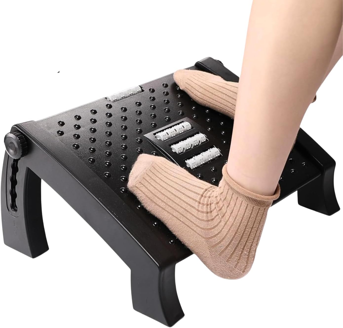 Fußstützen-Schreibtisch, Fußhocker-Schreibtisch, rutschfeste Fußstütze mit Massagefunktion, 6 verstellbare Höhen für Büro und Zuhause