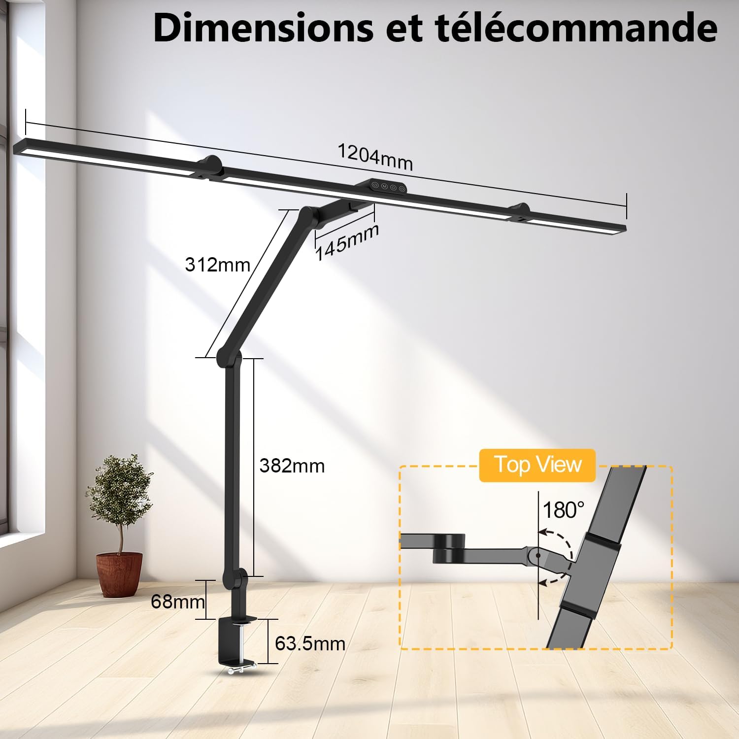 EPABINA Die 3000 Lumen Schreibtischlampe Klemmbar, 36W LED Dimmbare Tageslichtlampe, Drehbare Tischlampe, 120cm Monitorlampe mit automatischer Schreibtischbeleuchtung zum Zeichnen – Bild 5