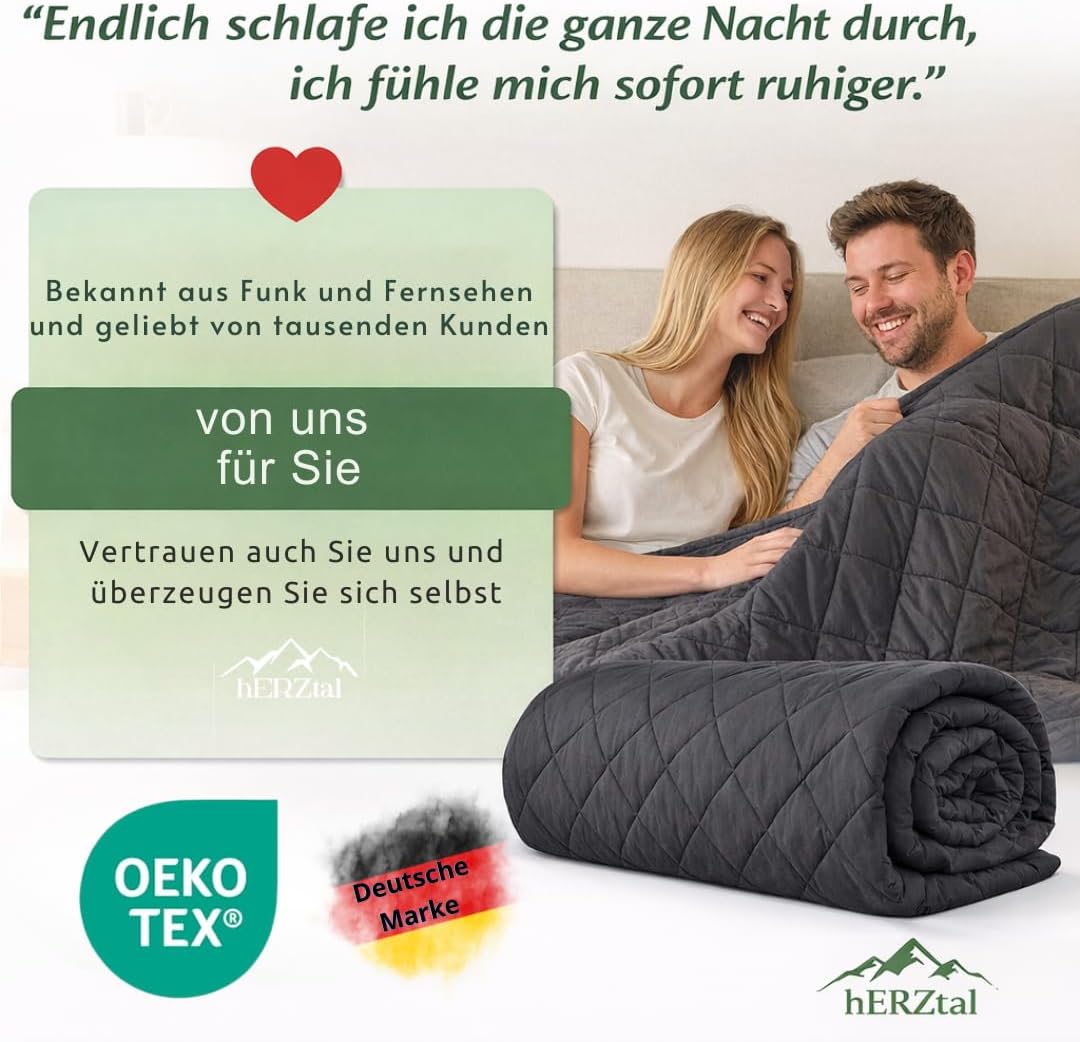 Gewichtsdecke (5 kg-8 kg) – 200 x 135 cm Therapiedecke mit Glasperlen – Sommer- & Winterseite – Öko-Tex-zertifiziert – inklusive Tasche (5 kg) – Bild 8