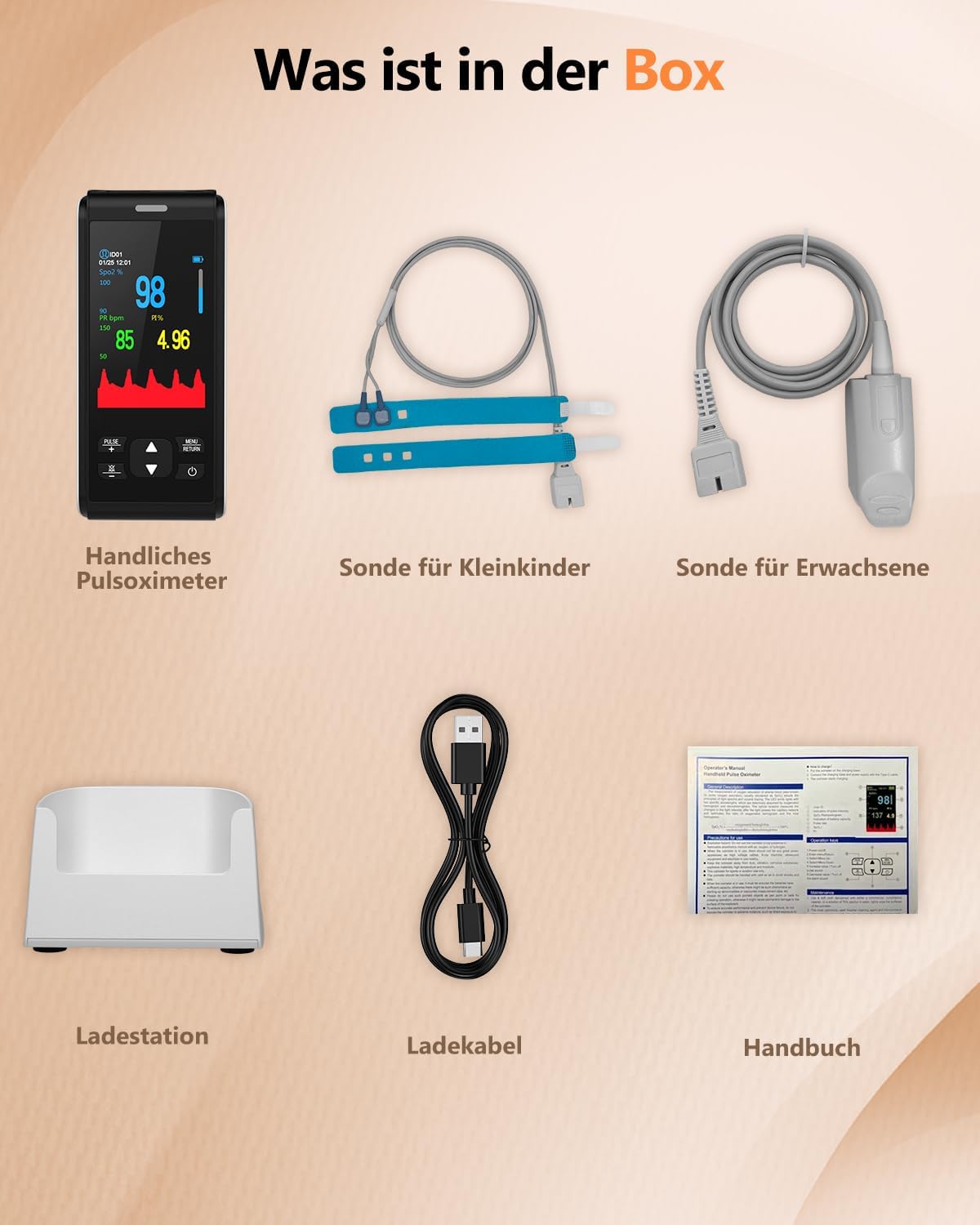 Tragbares HealthTree Pulsoximeter, wiederaufladbarer Sauerstoffmonitor, Sauerstoffsättigungsmonitor für Kinder, SpO2-Level-Überwachung, Herzfrequenz und Infusionsindex – Bild 9