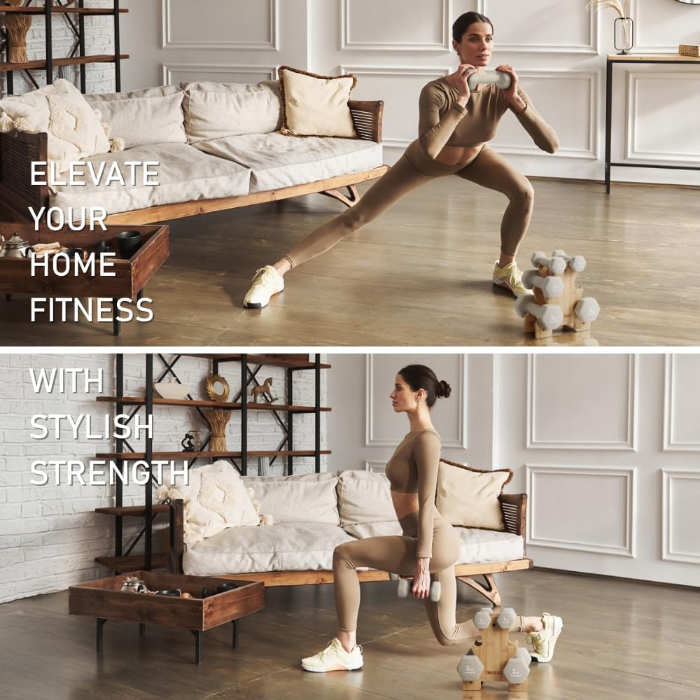 PhysKcal Hantel-Set, Hantel-Set und Aufbewahrungsständer für Heimtraining, Fitnessstudio – Bild 7
