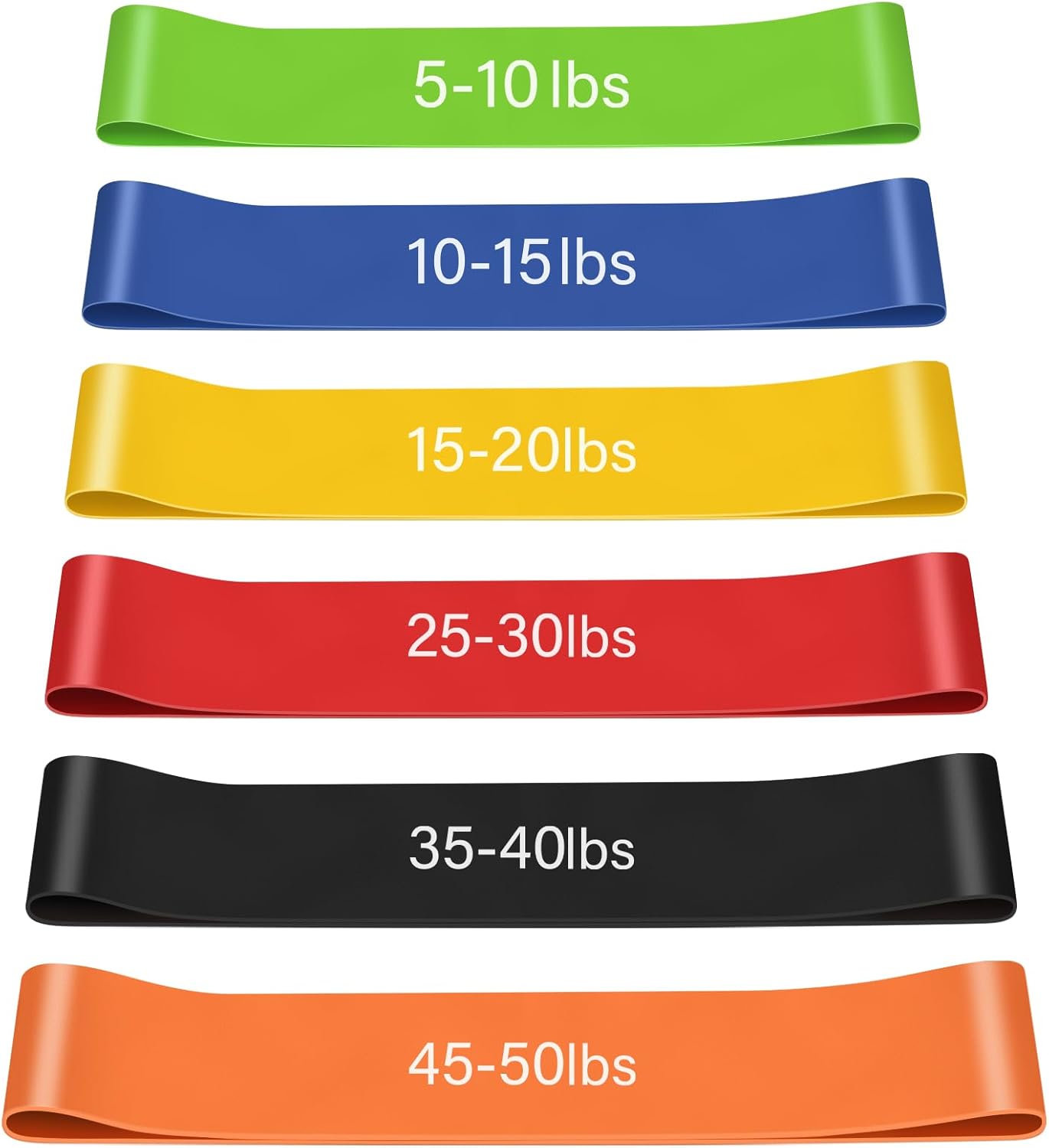 Fitnessbänder 6er-Set, Latex-Widerstandsbänder (5-50 Pfund), Widerstandsbänder-Set für Damen und Herren, ideal für Zuhause, Fitnessstudio, Yoga-Training, inklusive Tragetasche