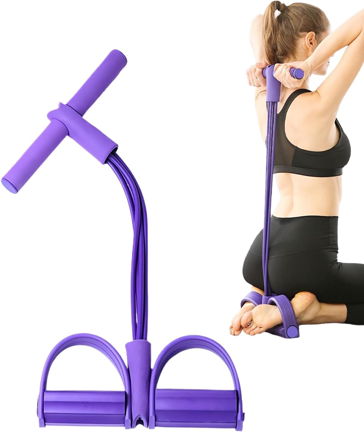 Fitnessbänder – 4-Röhren-Pedal-Knöchelzug-Stretchbänder – Workout-Flexibilitätstraining, Yoga-Zubehör für Frauen und Anfänger für unterwegs, zu Hause und im Wohnheim – Bild 8