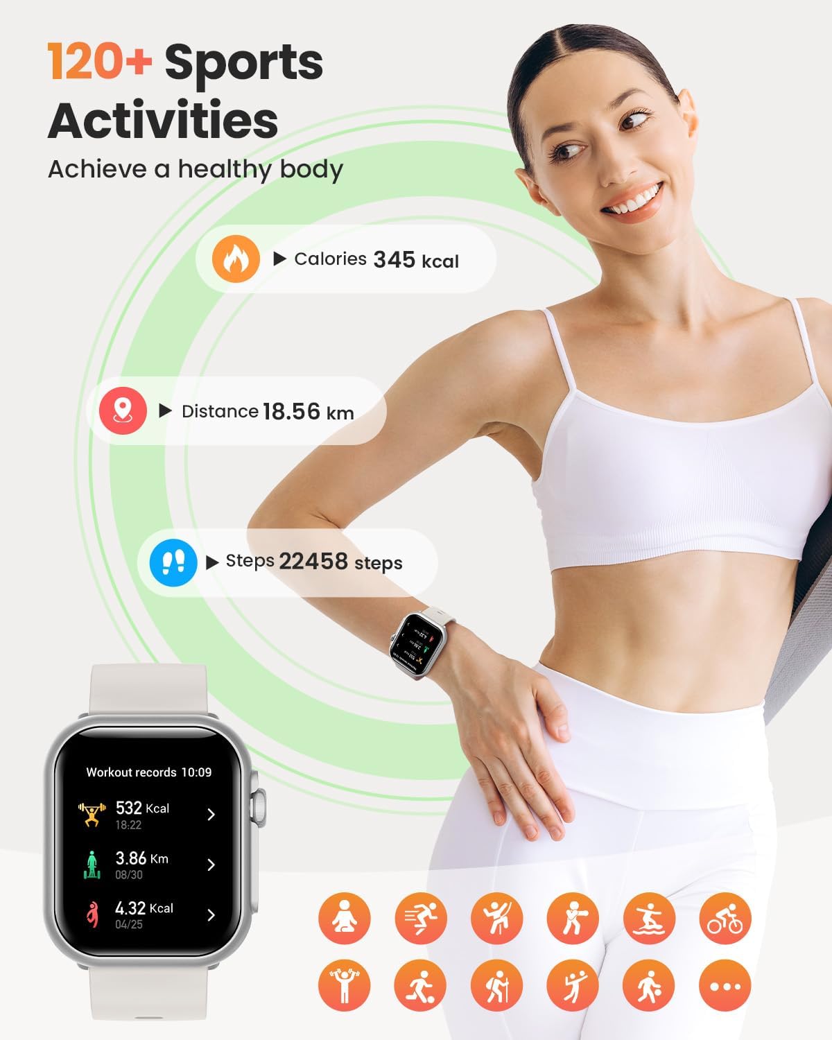 Damen-Smartwatch mit Telefonfunktion, 1000-mAh-Akku, 100 Tage Standby, 1,83-Zoll-Fitnessuhr mit Herzfrequenz, SpO2, Schlafüberwachung, 120+ Sport-Mod, IP68-Smartwatch, Schrittzähler für Android iOS – Bild 5