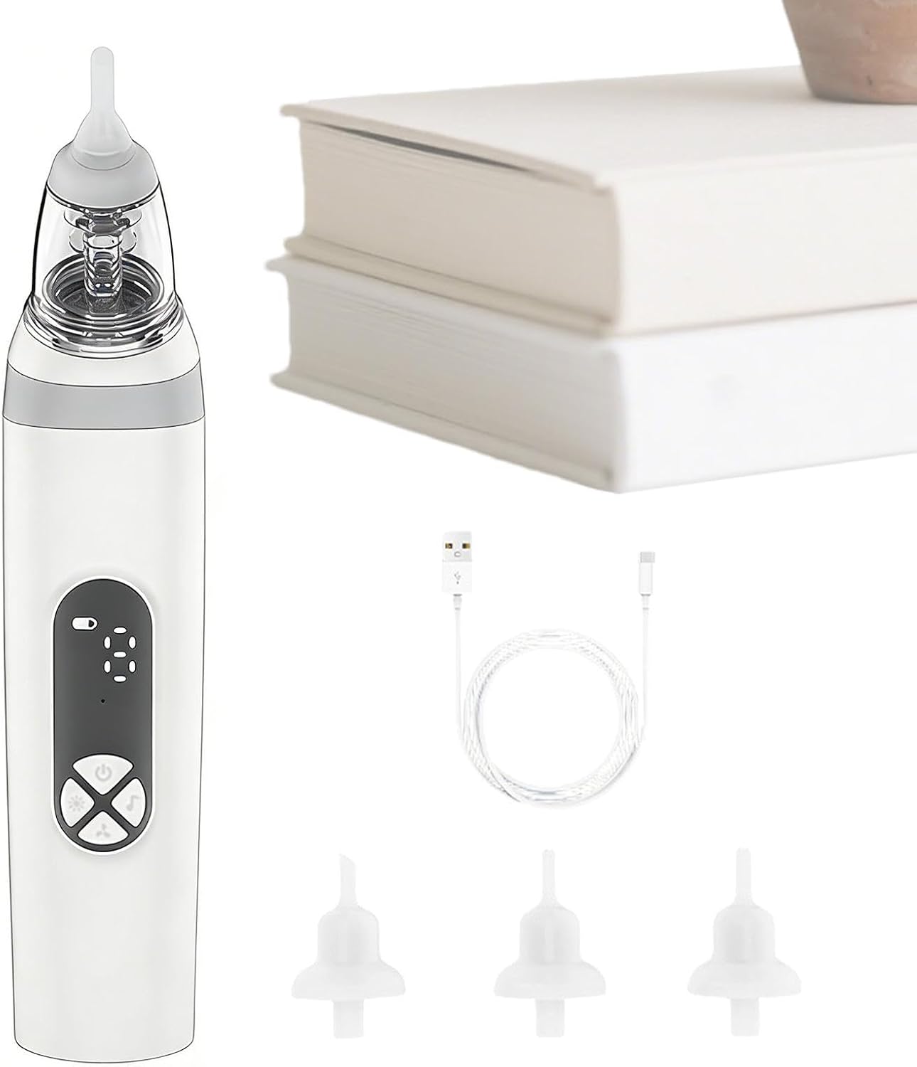 Elektrischer Nasensauger für - Nasensauger für mit 3 Silikonspitzen | 3 einstellbare Saugstufen | waschbarer und leiser Nasenreiniger für Kinder, wiederaufladbar
