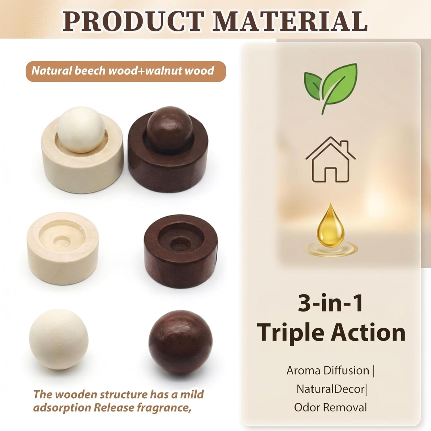 Diffusorkugel aus Naturholz für ätherische Öle, 2 Stück, Aromadiffusor aus Holz für ätherische Öle und Aromatherapie, wiederverwendbarer Holzdiffusor für Zuhause, Büro, Autoreisen – Bild 6