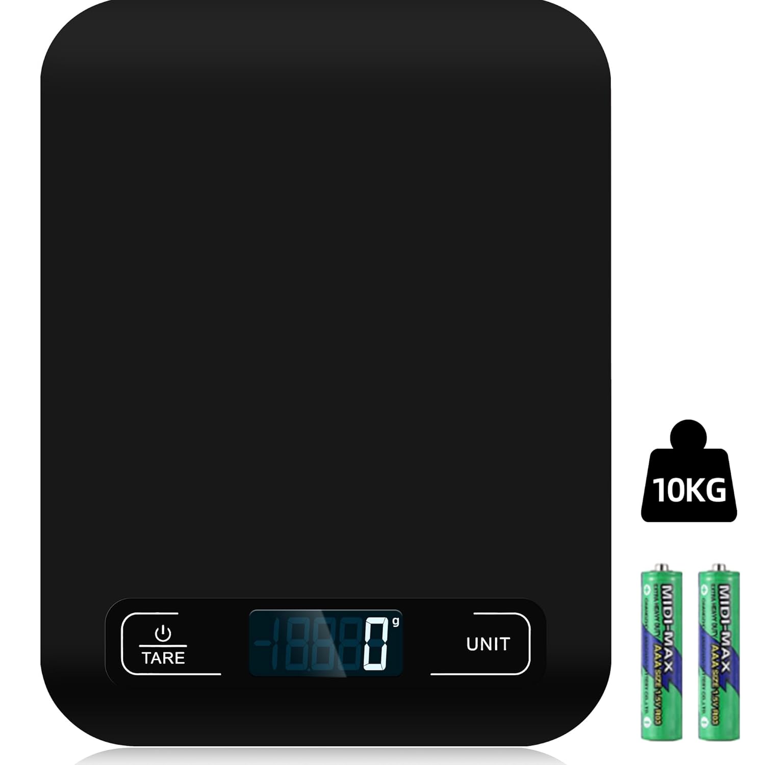 Küchenwaage Digital mit LCD-Display und Tara-Funktion, Präzise 1g Messung zum Backen und Kochen, Schwarz