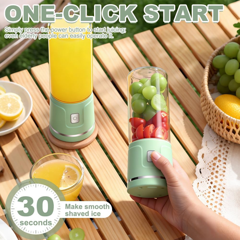 Tragbarer Mixer Smoothie Maker To Go, SGZIOO 450 ml tragbarer Mixer, 38 Klingen, kleiner Mixer für Shakes und Smoothie, wiederaufladbarer Mini-Standmixer Sport, Reisen, Outdoor – Bild 4