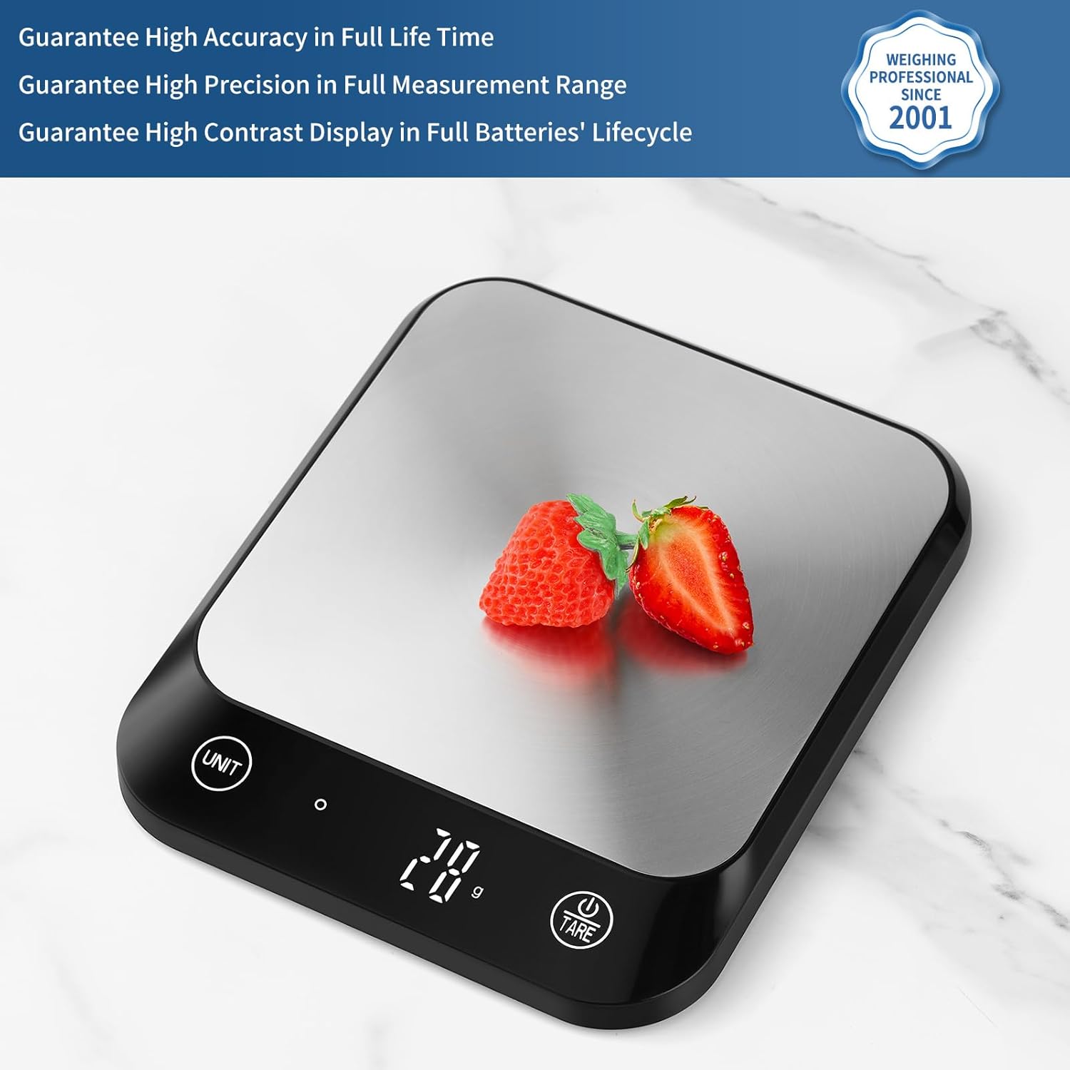 Vitafit 10 kg digitale Küchenwaage mit LED-Anzeige und Tara-Funktion, Fokuswaage seit 2001, digitale Waage mit Flüssigkeitsmessung, hohe Präzision bis 1 g, schwarz – Bild 2