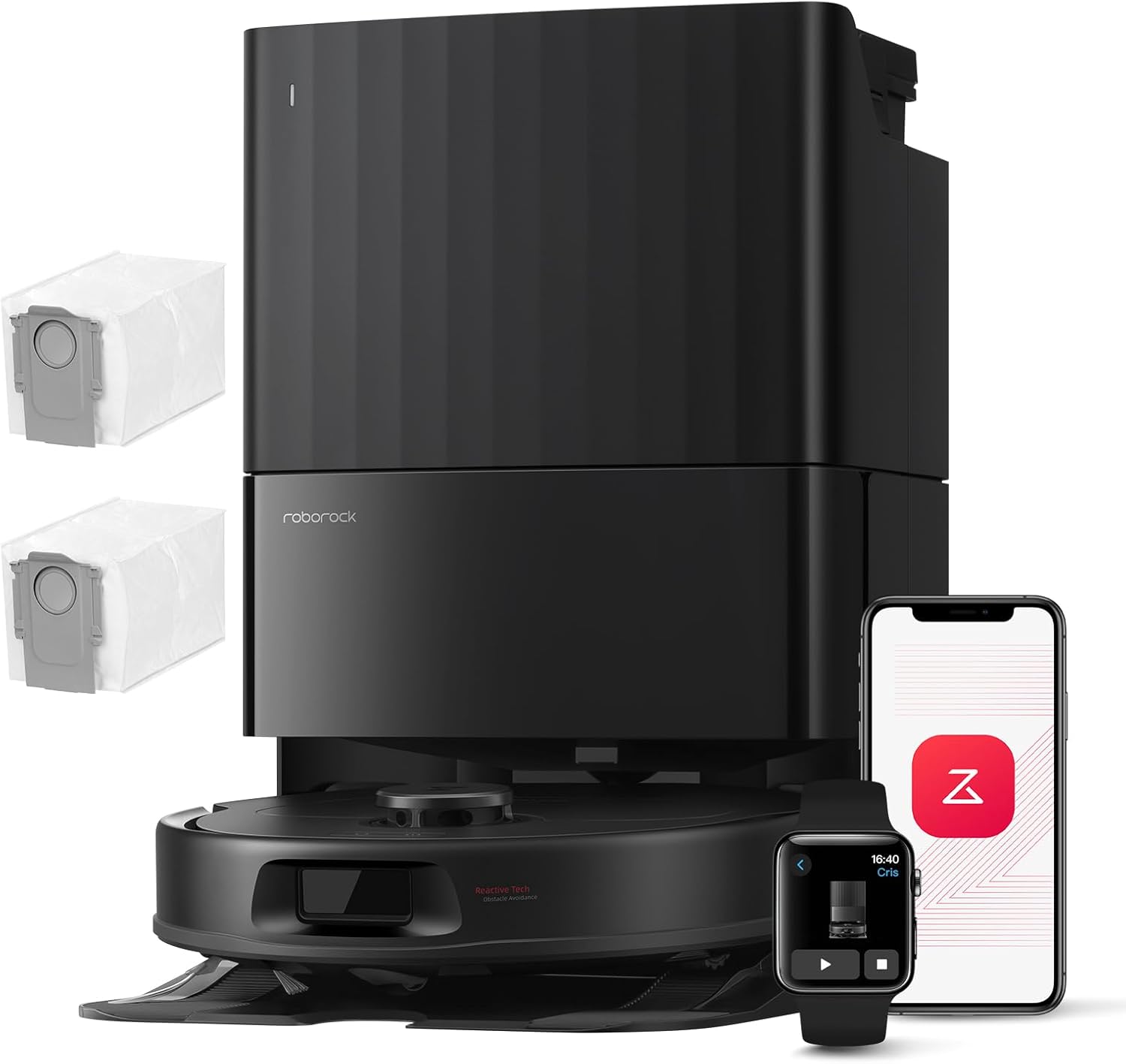 roborock Qrevo Series Roboterstaubsauger mit Wischfunktion, 8000 Pa Saugleistung (verbessert durch Qrevo S), Anti-Tangling-Seitenbürste, Hindernisvermeidung, LiDAR-Navigation, All-in-One-Dock, Schwarz (QV 35A-Set)