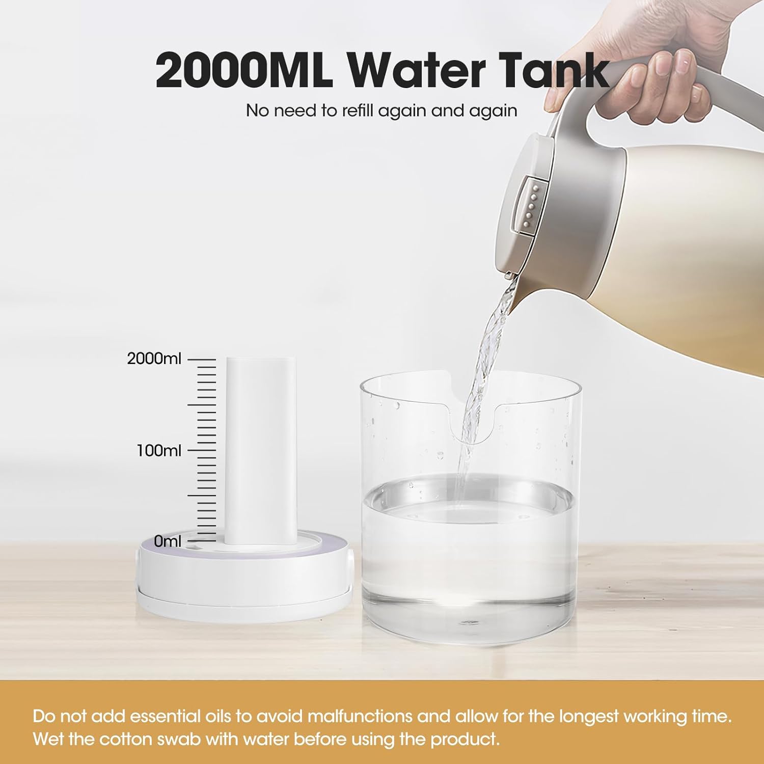Luftbefeuchter 2000 ml, USB Mini Luftbefeuchter mit 3 Nebelmodi & LED Feuchtigkeitsanzeige, Leiser Luftbefeuchter mit Nachtlicht für Schlafzimmer, Büro, Babyzimmer & Pflanzen – Bild 3