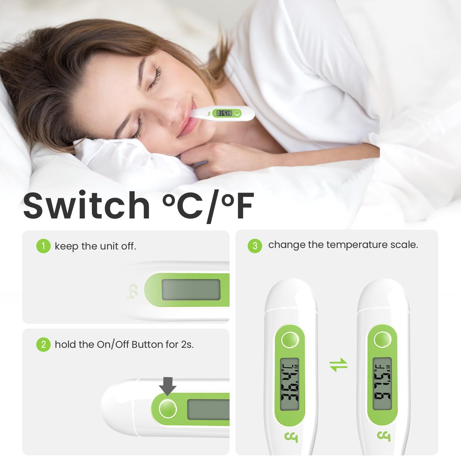 Femometer Digitales Fieberthermometer, genaues und schnelles Ablesen, wasserdichte Sonde, digitales Fieberthermometer, am besten zum Ablesen und Überwachen der Fiebertemperatur für Babys, Kinder und Erwachsene – Bild 4