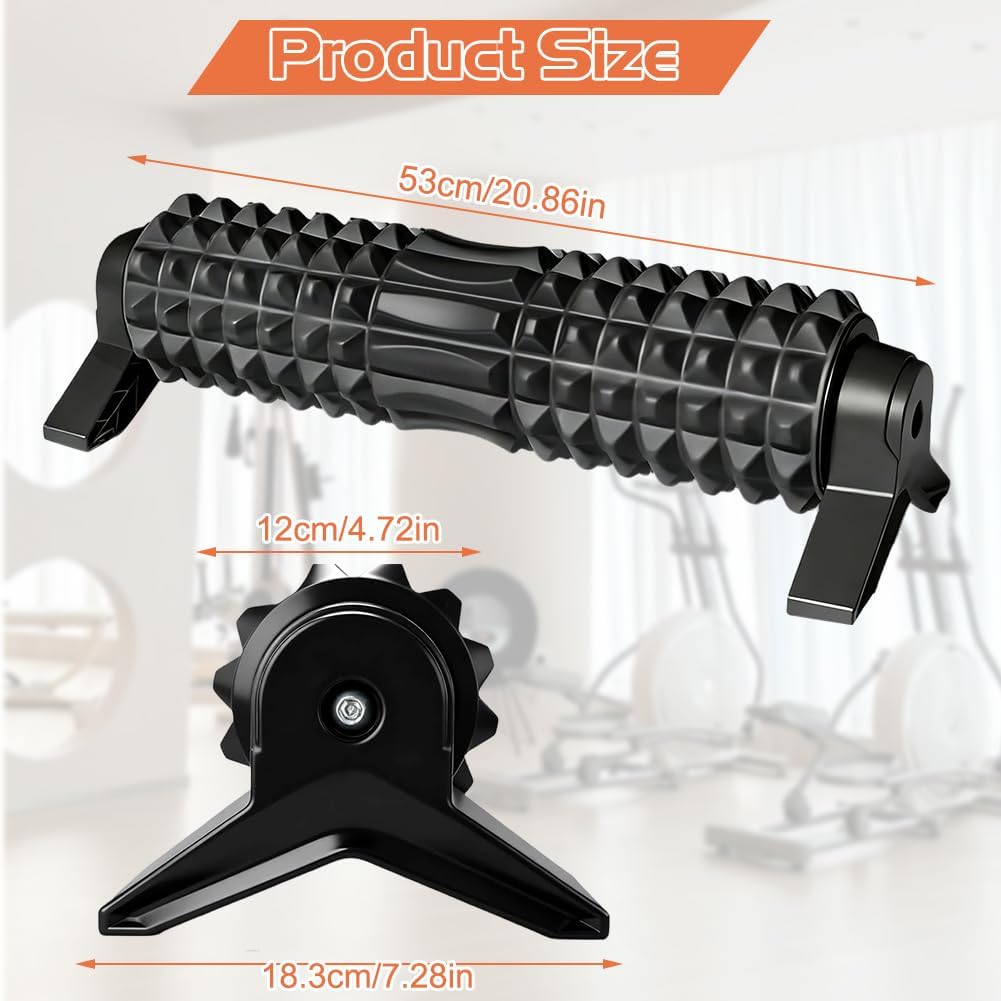 Blackroll Faszienrolle Wirbelsäule, Rückenrolle & Schaumstoffrolle mit Ständer, 54 cm Faszienrolle hart, EVA 3D-Textur zur Muskelentspannung, Schwarz – Bild 2