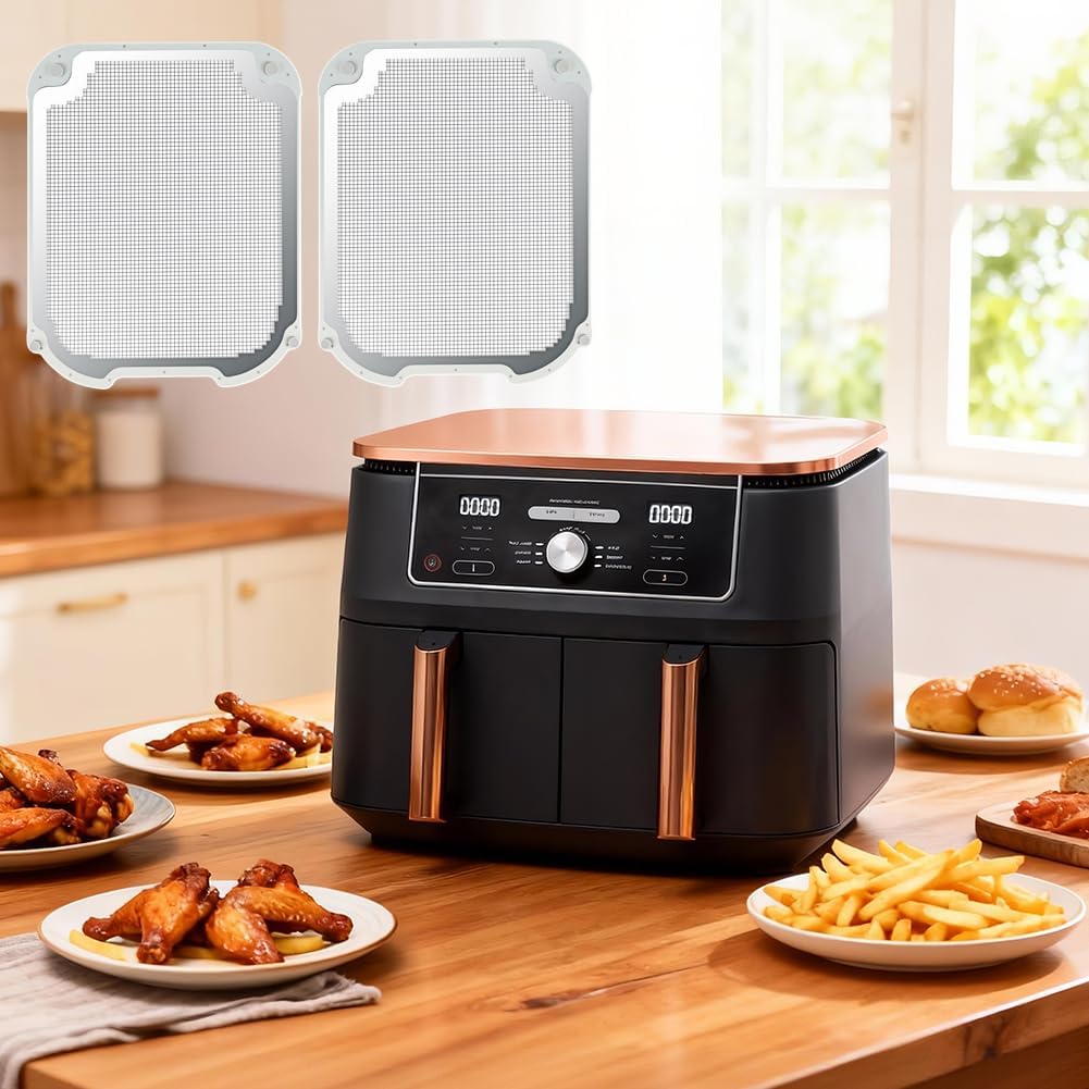 BYKITCHEN 2 Stück Spritzschutz Zubehör für Ninja Dual Zone Heißluftfritteuse 9,5L DZ400EU/DZ400EUSTGD/AF400EU, Magnetisch Edelstahl Spritzschutz, Heißluftfritteuse Zubehör für Ninja Airfryer – Bild 7