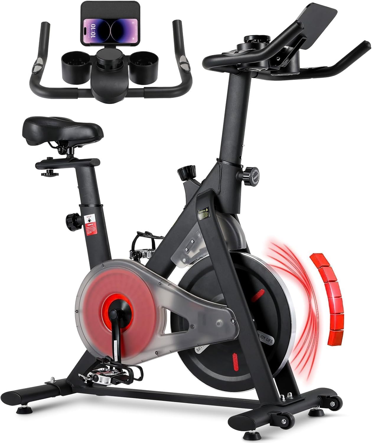 LIFERUN Heimtrainer Fahrrad Magnetwiderstand, Leise Spinning Bike Indoor mit Pulsmessung, LCD-Monitor, einstellbare Sitze, Tablet-Halterung, Stationäres Bike Hometrainer für Kardiotraining Zuhause