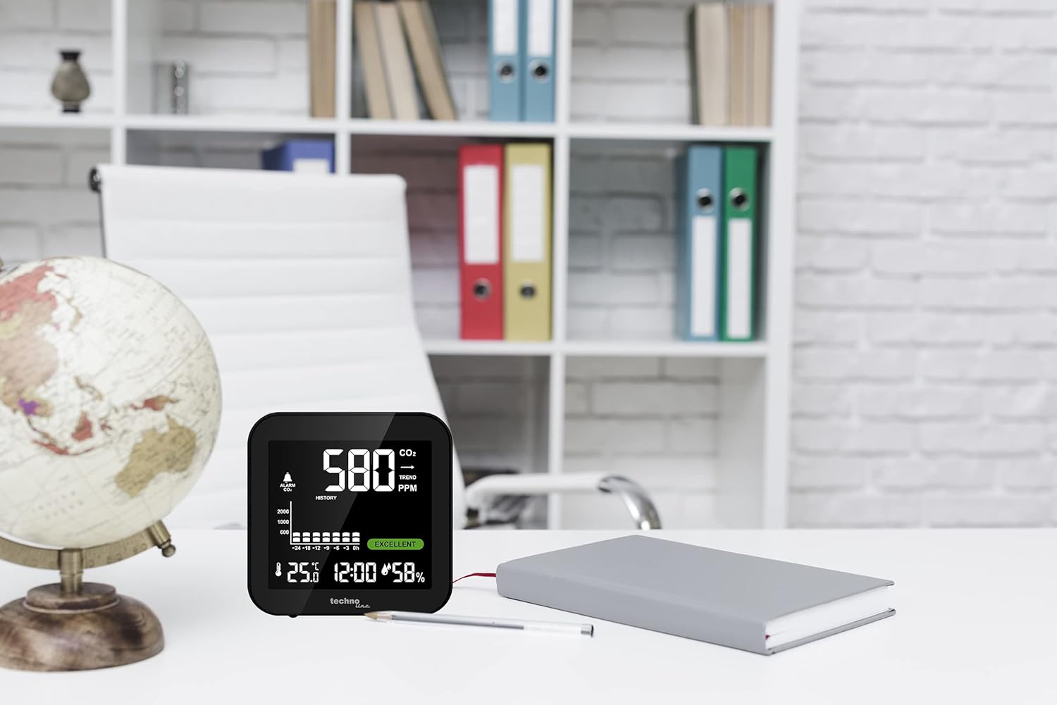 Technoline WL1025 CO₂-Messgerät mit Display – Luftqualitätsmonitor mit CO2-Sensor (400–5000 ppm), Temperatur und Luftfeuchtigkeit, 24-Stunden-Verlauf, CO2-Alarm, Batterie und USB, Raumluftmonitor – Bild 7