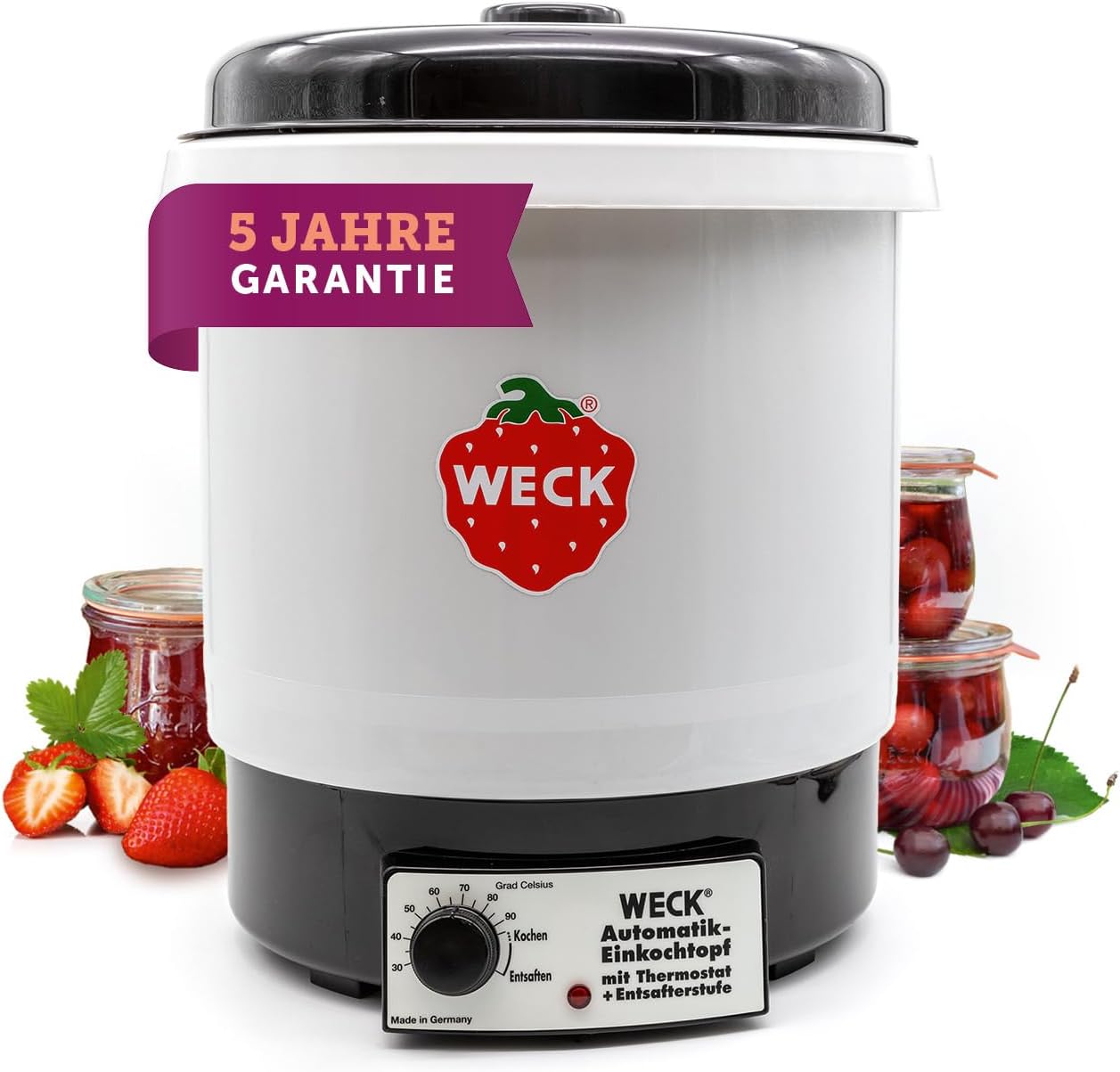 WECK WAT34 Einkochautomat aus Kunststoff mit Thermostat – 29L Einkochtopf, Glühweinkocher, Dampfentsafter, Einkochautomat – Made in Germany, hochwertig & vielseitig einsetzbar