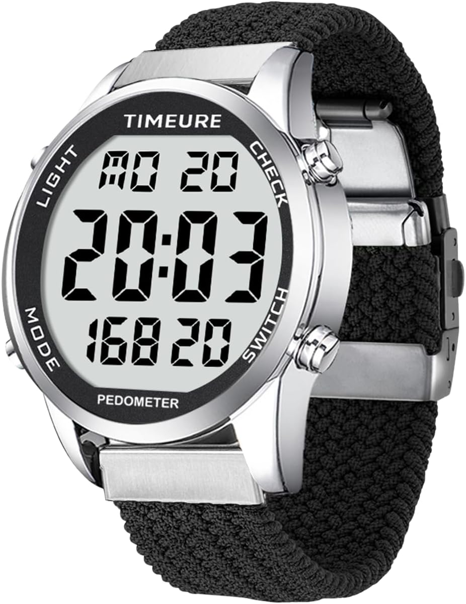 Schrittzähleruhr, modische Uhr, wasserdichte Uhr, großes digitales Display, einfacher Schrittzähler für Männer und Senioren, genauer Schrittzähler (grün)