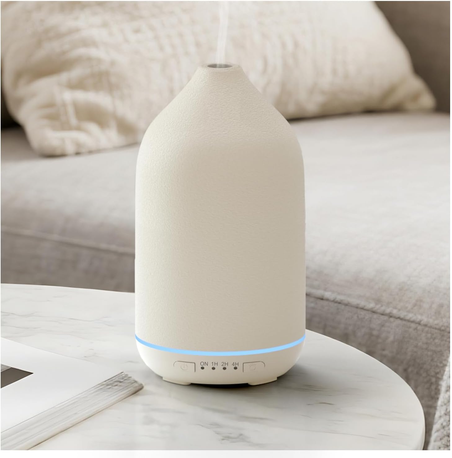 SALKING Aroma-Diffusor, Keramik-Diffusor für ätherische Öle – Duftöl-Duftdiffusor, Ultraschall, BPA-frei, mit einstellbarem Nebelmodus, automatische Abschaltung, leise, für Zuhause, Büro, Yoga, 200 ml, Weiß – Bild 2