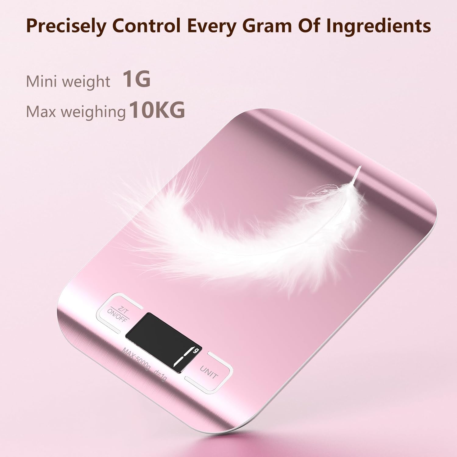 GeeRic Professionelle Küchenwaage 10 kg, Küchenwaage mit LCD-Display, Digitalwaage, Briefwaage mit großer Wiegefläche aus Edelstahl, Flüssigkeitsmessung, hohe Präzision bis 1 g, Tara-Funktion – Bild 5