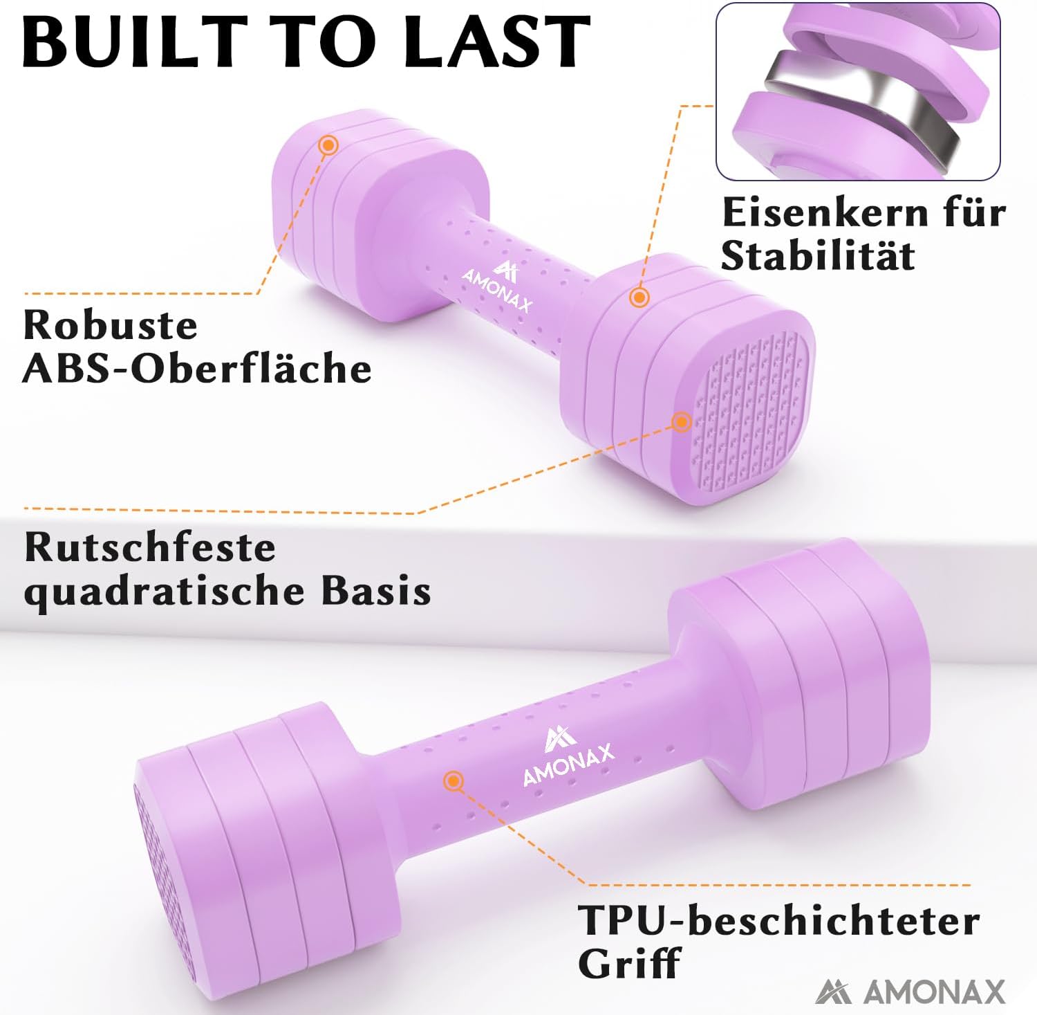 Amonax Verstellbare Hanteln, Hanteln Frauen Set, 1-5kg Kurzhanteln 2er Set, 4-in-1 Hantel Set für Frauen und Männer, Gewichte Hantel für Home Gym, Krafttraining Zuhause – Bild 4