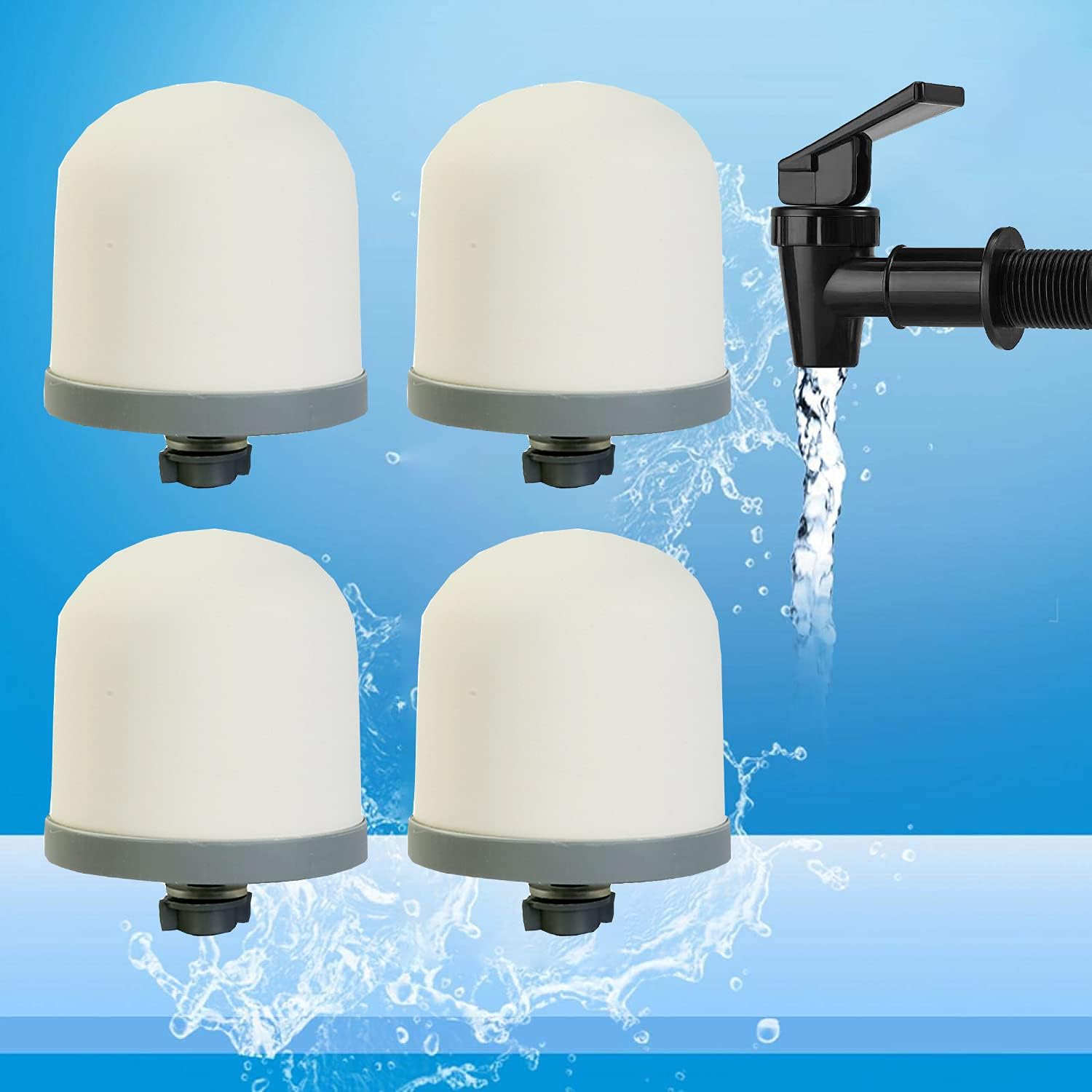 HUINING Keramikkuppel-Wasserfilter, Ersatzfilter für Wasservorfiltereinheit, Filtermedien-Ersatz 0,15 bis 0,5 Mikron für Haushalts-Wassereimer, Filtersystem, Wasserkrug (4 Stück) – Bild 6