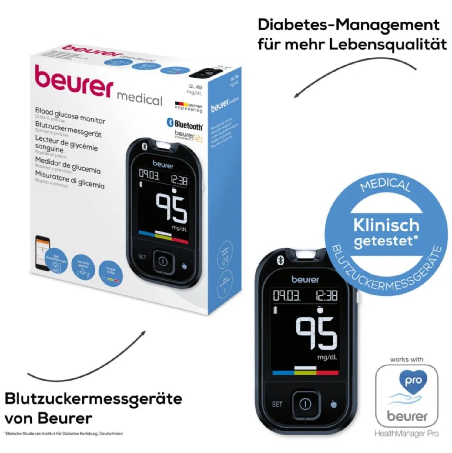Beurer Medical GL 49 (mg/dL) Blutzuckermessgerät-Set – Bild 2