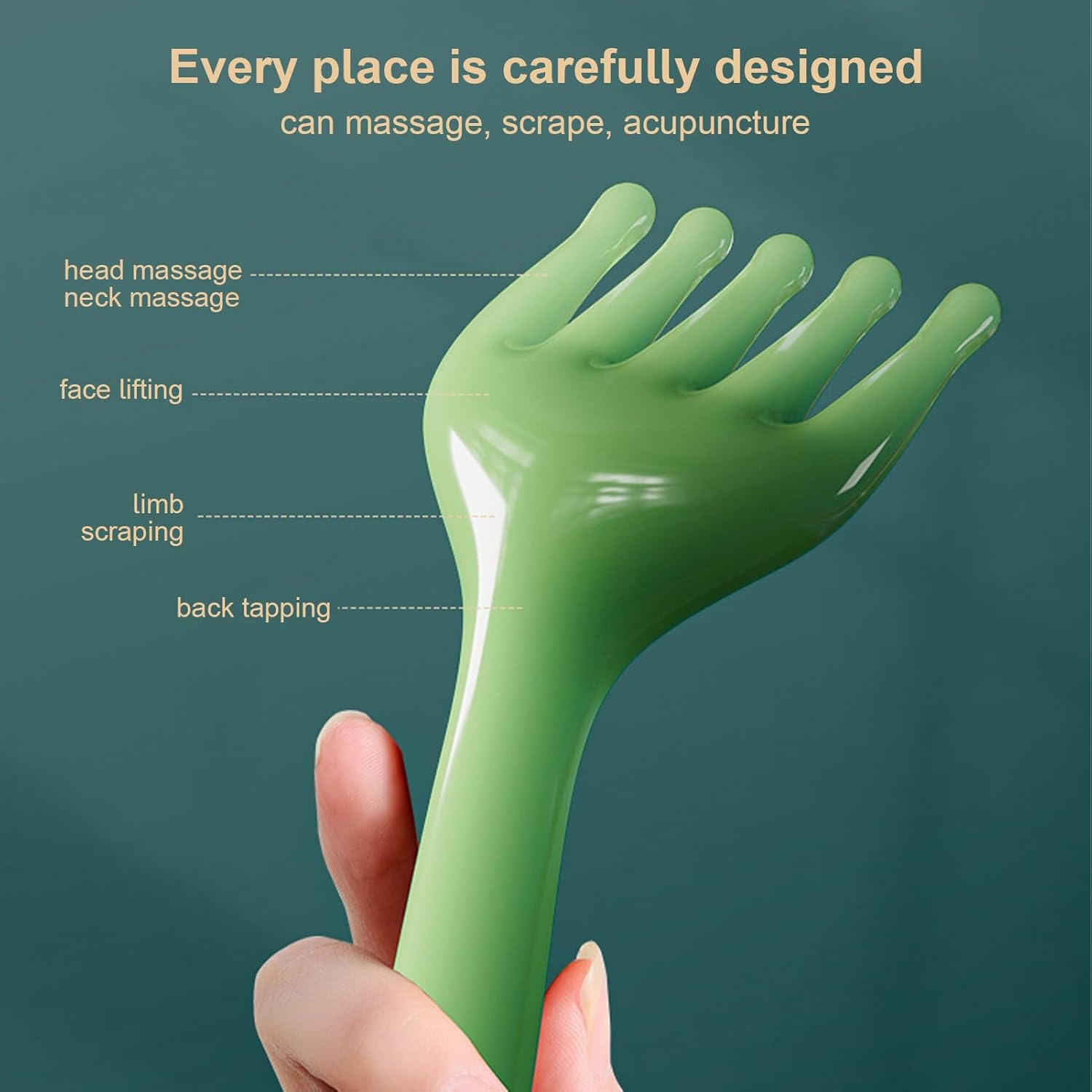 Kopfmassagegerät – Ergonomischer Kopfhaarentspanner, tragbares, sanftes Kammmassagegerät mit fünf Klauen | Körpertherapie-Zubehör für Stressinstrument – Bild 2