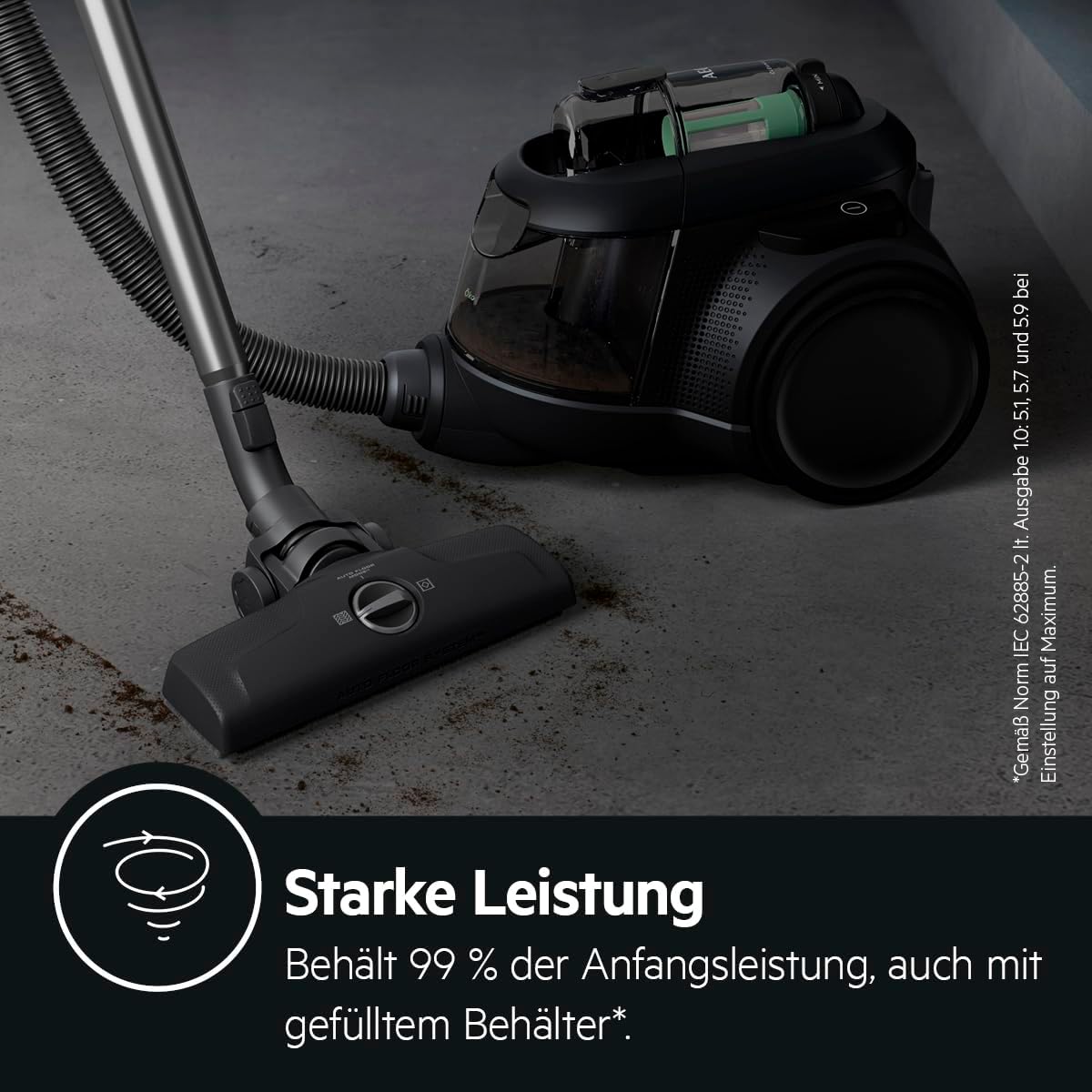 AEG Clean 6000 Eco Beutelloser Staubsauger, ETM-Testsieger, 60 % recyceltes Material, 550 W, Zusatzdüsen, Soft Wheels, 74 dB(A), 12 m Aktionsradius, 1,6 L Staubbehälter, Schwarz, AL61C2ÖKO – Bild 4
