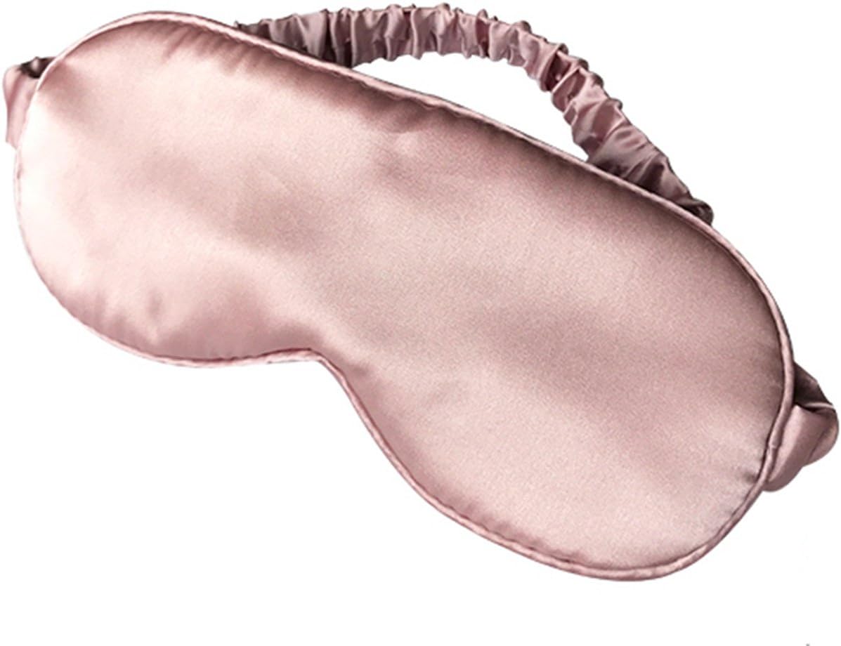 LULUSILK Schlaf-Augenmaske und Augenbinde aus 100 % Seide mit elastischem Band/Kopfbedeckung, super glatte Augenmaske für den ganzen Nachtschlaf, Reisen, Nickerchen (Pink)