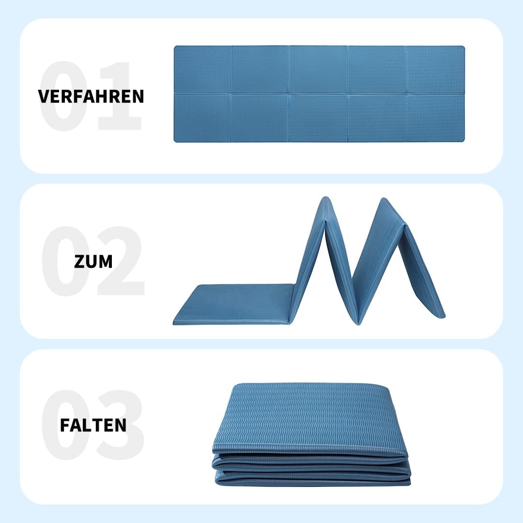Good Nite faltbare Yogamatte, rutschfest, tragbare Fitnessmatte, faltbar, leicht, Gymnastikmatte, Pilates, Sport, Reise-Gogamat, 183 x 61 x 0,6 cm – Bild 3