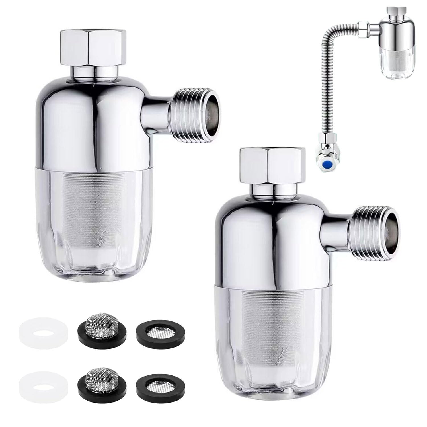 2 Stück Wasserfilter Dusche, Wassersystem-Vorfilter, wiederverwendbarer Filter, 1/2 Zoll Warmwasserbereiterfilter, filtert effektiv Verunreinigungen im Wasser, Duschkalkfilter für Wasserhahn