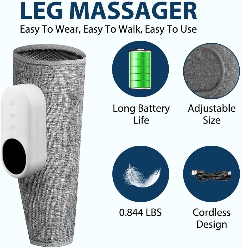 Wadenmassagegerät, Beinmassagegerät, Heißdruckmassagegerät für müde und verspannte Beine, Schmerzen und Durchblutung, Massagegeräte mit 3 Intensitäten und 3 Modi – Bild 2